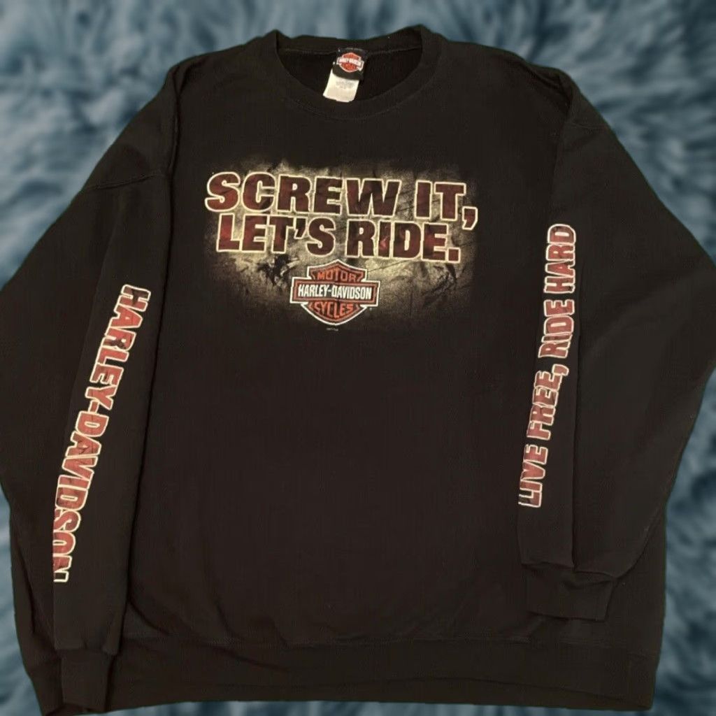 Harley Davidson VINTAGE Harley Davidson Sweater Crewneck 3XL Biker Sleeve Logo Screw It Y2K Size US XXL / EU 58 / 5 - 1 Thumbnail