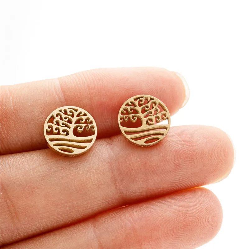 Jewelry Tree of Life Mini Stud Earrings Charm Earring Gift Size ONE SIZE - 2 Thumbnail
