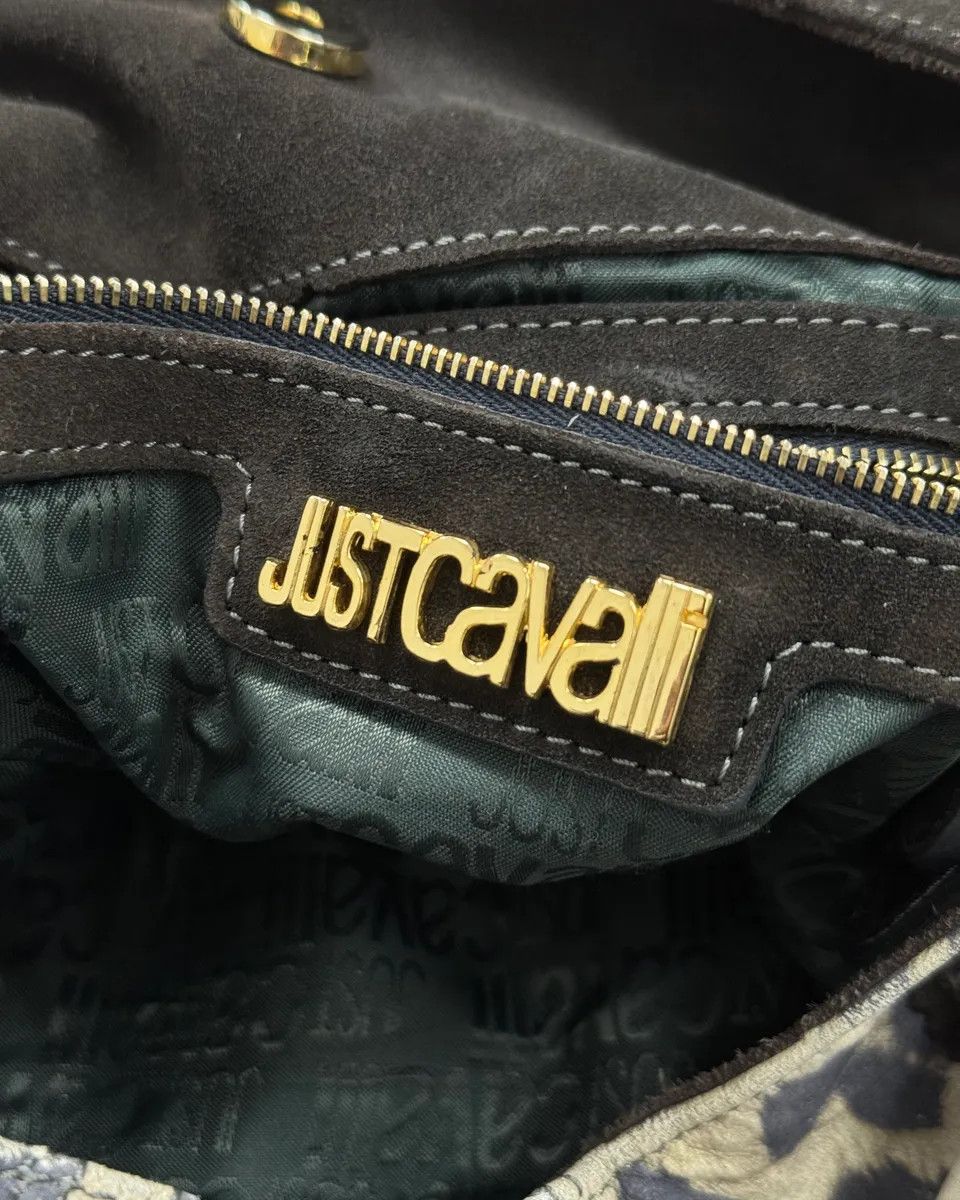 Just Cavalli Just Cavalli Brown Suede Crocodile Effect Leather Leopard Shoulder Bag Size ONE SIZE - 11 Thumbnail