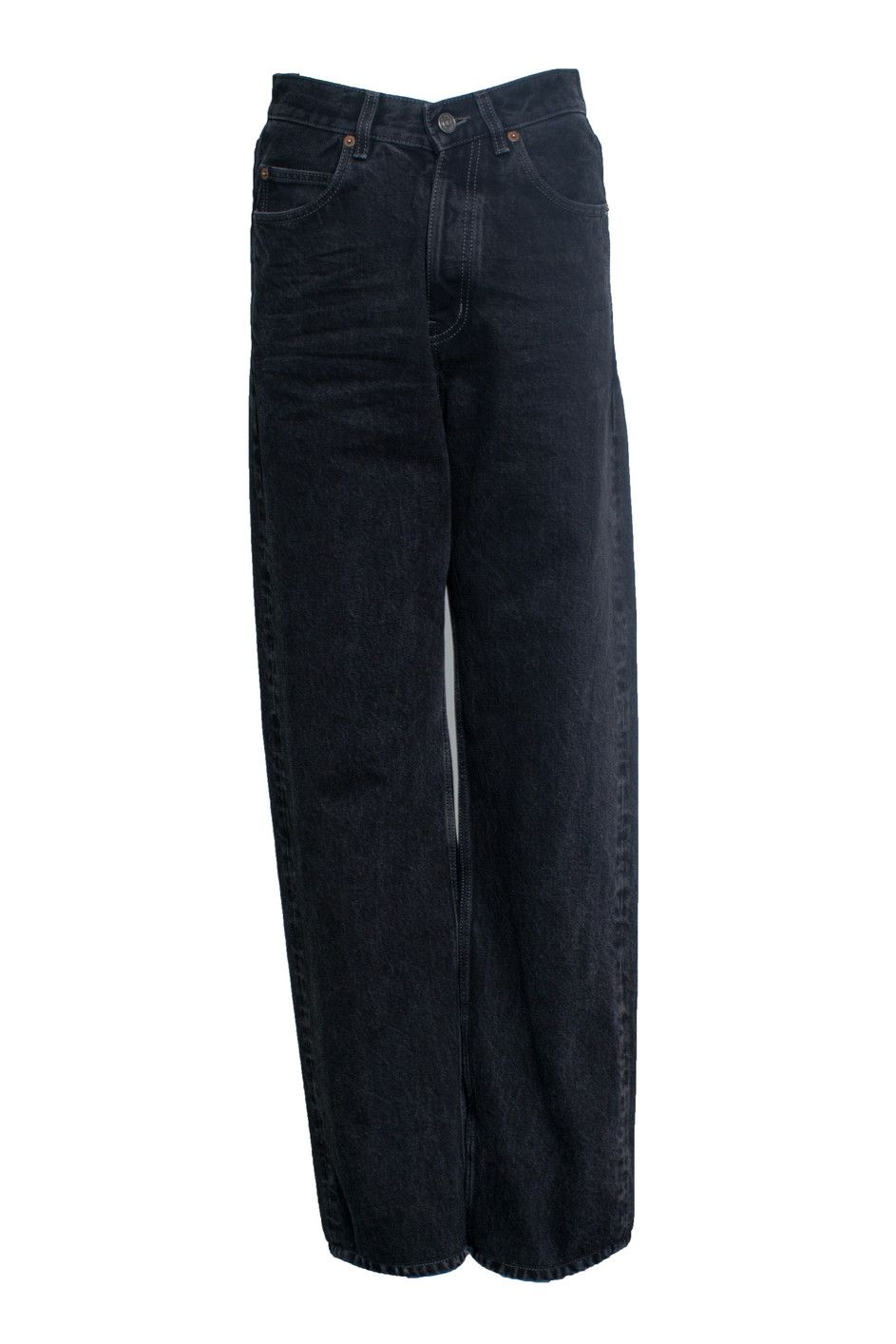 Saint Laurent Paris Saint Laurent, V waist long baggy jeans in black Size 28" / US 6 / IT 42 - 4 Thumbnail