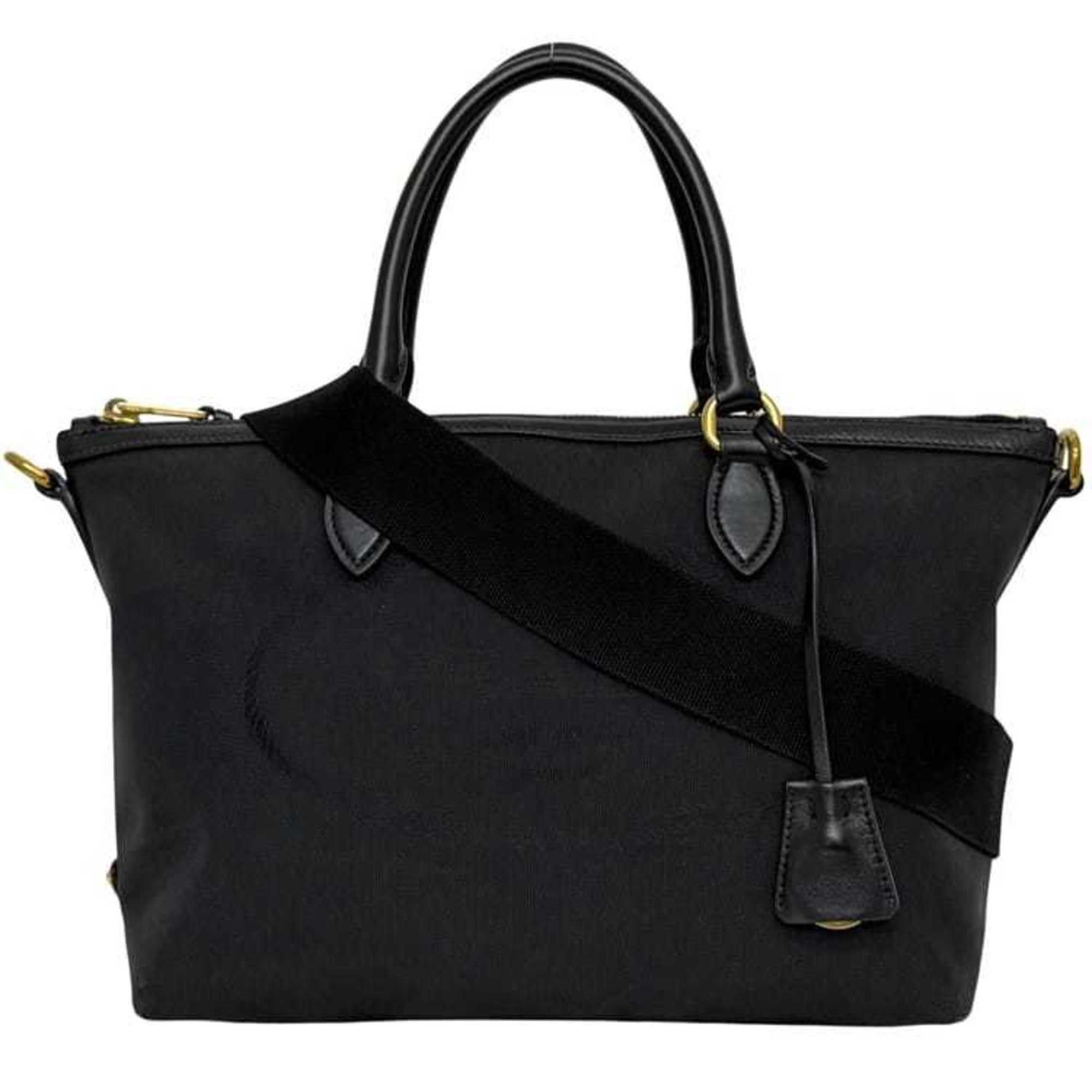 Prada Prada 2-way bag f-24800 Black NERO 1BA579 Jacquard canvas and leather 197/B PRADA shoulder bag, tote crossbody black, women's, embroidered Size ONE SIZE - 1 Thumbnail