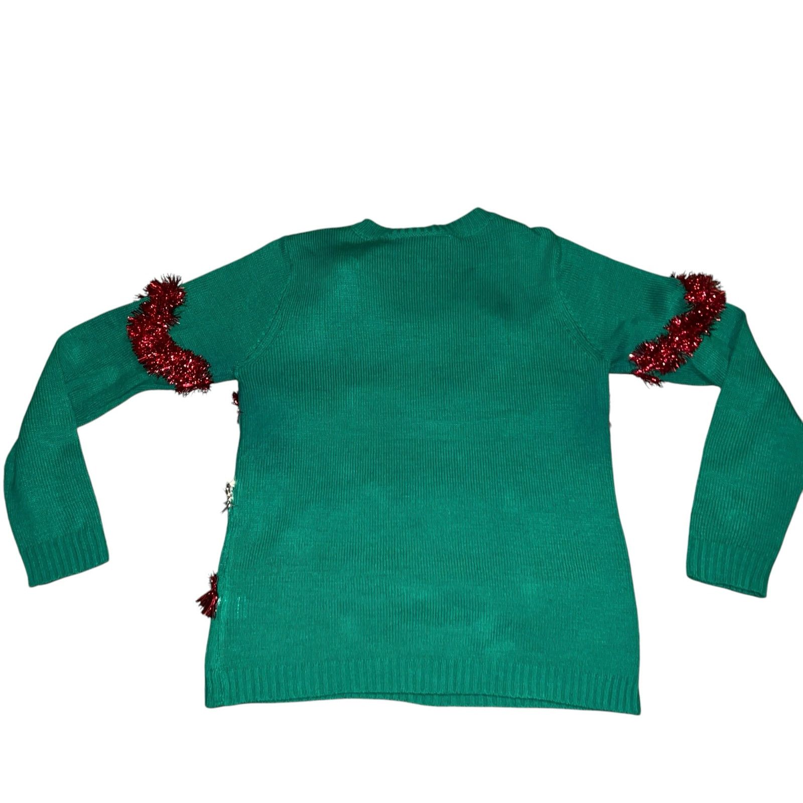 Other Ugly Christmas Tree Sweater Green Metallic Tinsel Garland LG Size L / US 10 / IT 46 - 2 Thumbnail