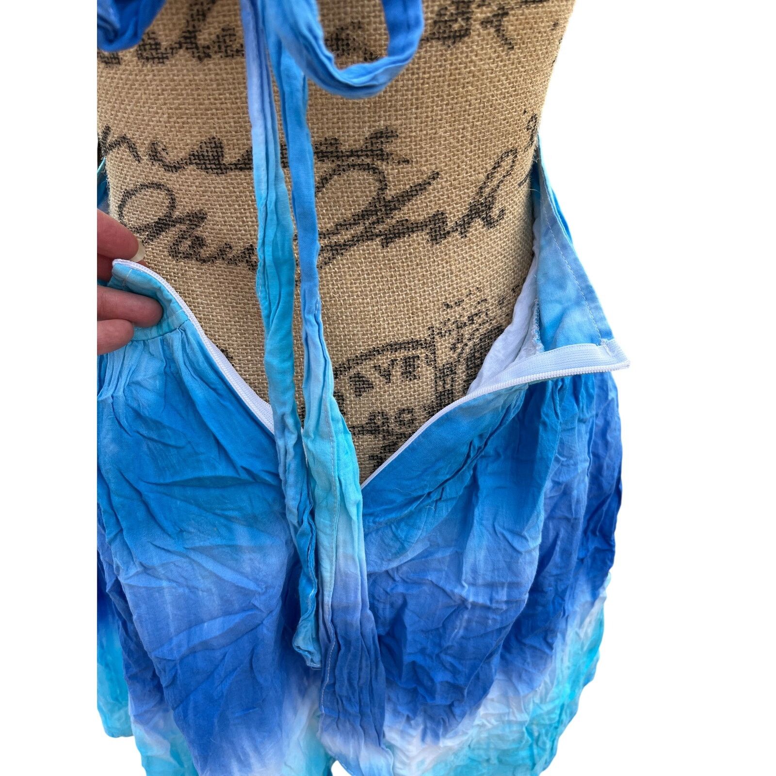 Other Rayon Cotton Candy Blue Tie-Dye strapless summer Mini Dress Size M / US 6-8 / IT 42-44 - 6 Thumbnail