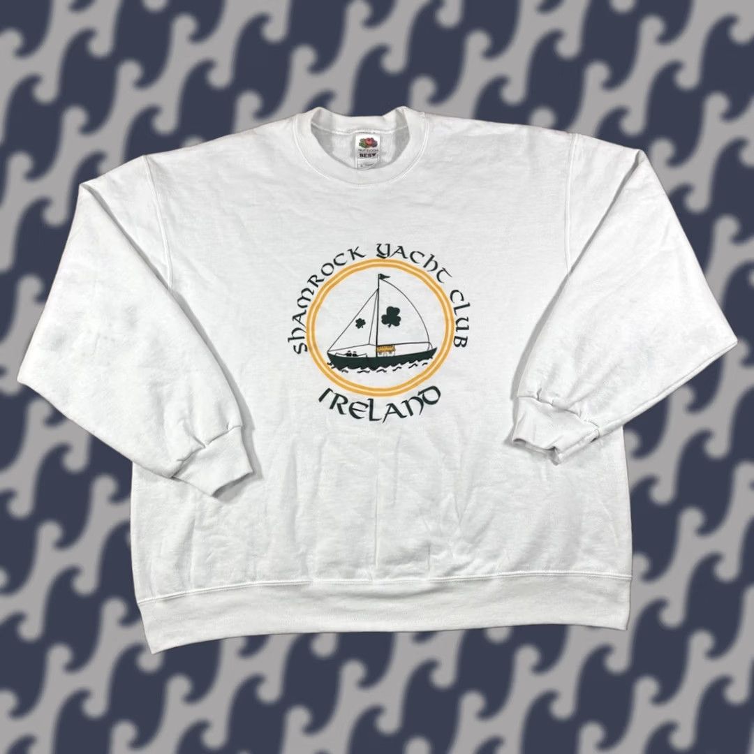 Fruit Of The Loom VINTAGE Fruit of the Loom Shamrock Yacht Club Ireland Crewneck Sweatshirt White XL Unisex Adults XL Size US XL / EU 56 / 4 - 1 Thumbnail
