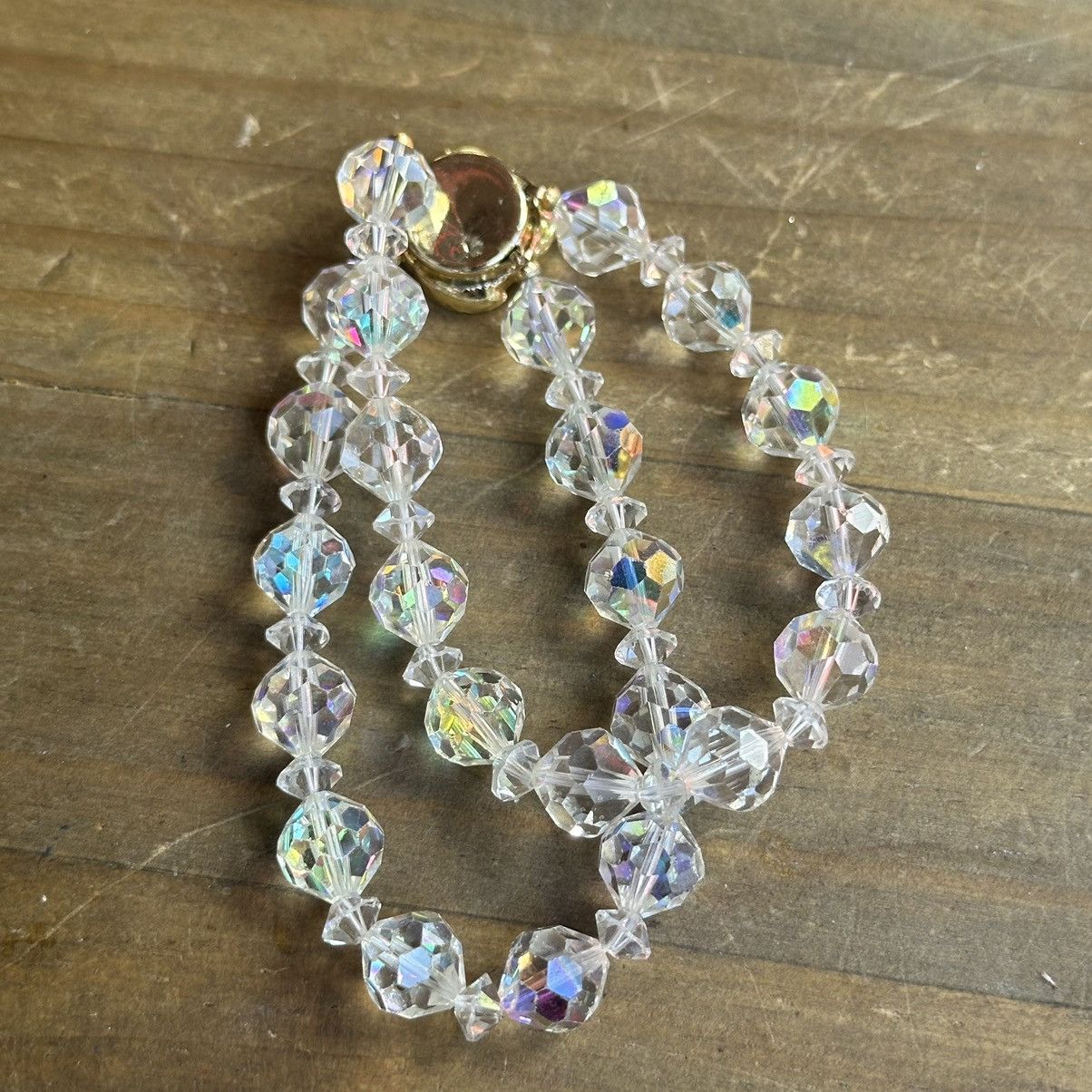 Vintage Vintage doubled Aurora Borealis Crystal bead bracelet Size ONE SIZE - 5 Thumbnail