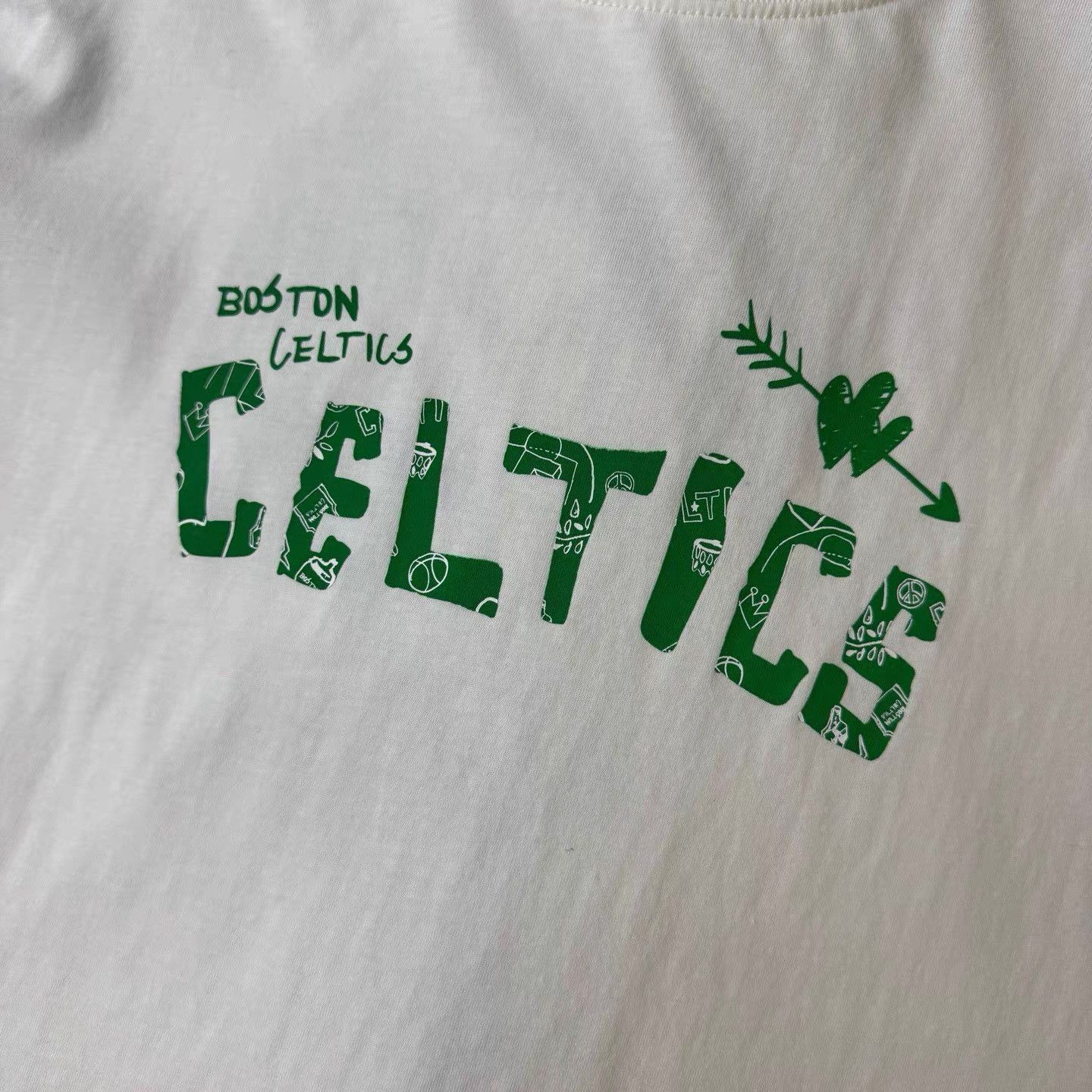 NBA NBA Boston Celtics White & Green Short Sleeve T-shirt Q10 Size US XXL / EU 58 / 5 - 3 Thumbnail
