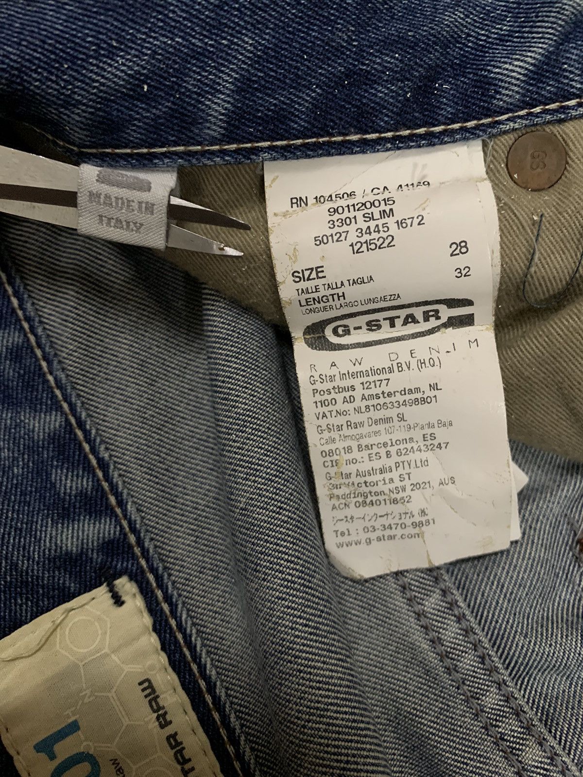 G-Star Vintage G Star Raw Mud Washed Slim Fit Jeans Made in Italy Size US 29 - 21 Thumbnail