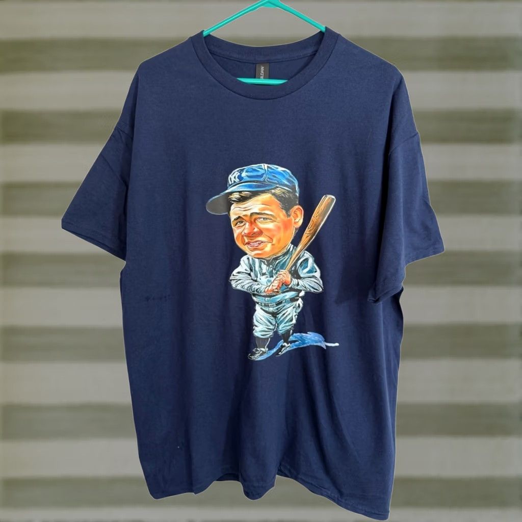 Vintage Babe Ruth Cartoon Caricature Yankees Shirt XL NEW Size US XL / EU 56 / 4 - 1 Thumbnail