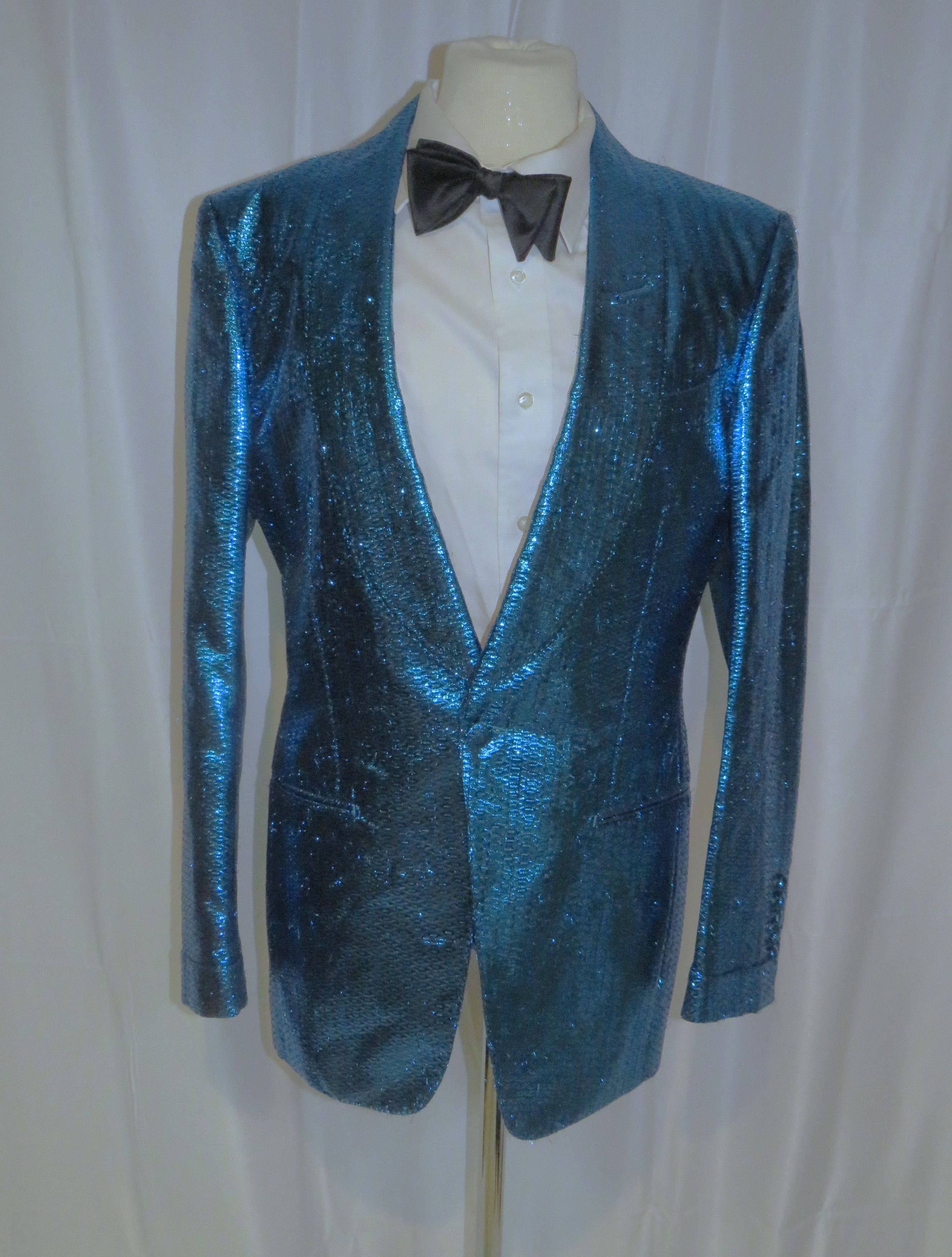 Tom Ford Base V Turquoise Sequined One Button Dinner Jacket 36R NWT Size 36R - 1 Thumbnail