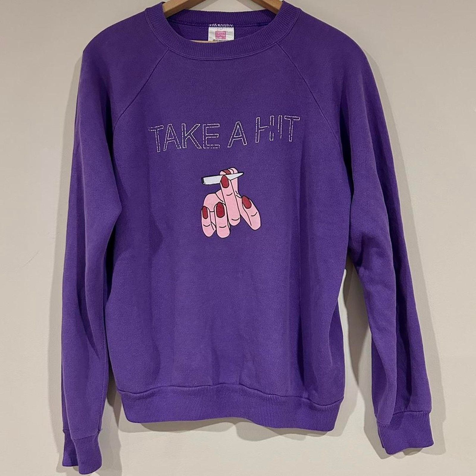 Hanes Vintage Take A Hit Joint Crewneck Sweatshirt Size L / US 10 / IT 46 - 1 Thumbnail