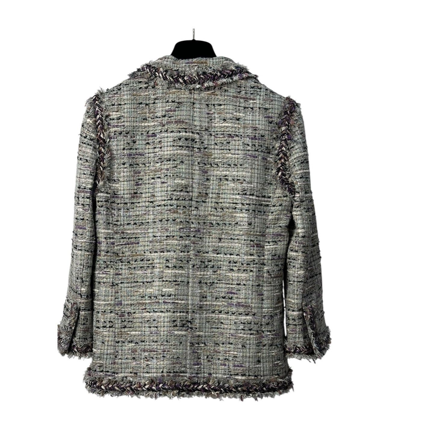 Chanel Chanel 2008 Grey Purple Tweed Fringe Jacket Sz.36 Size XS / US 0-2 / IT 36-38 - 2 Thumbnail