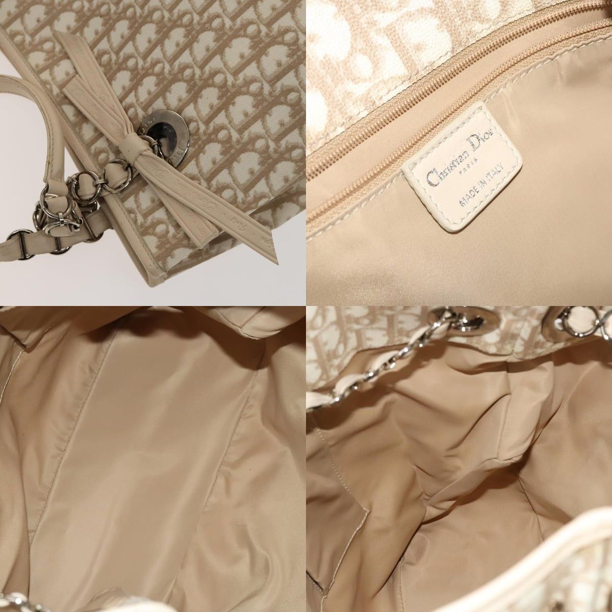 Dior DIOR Trotter Canvas Romantic Tote Bag Pvc Beige Silver Size ONE SIZE - 11 Thumbnail