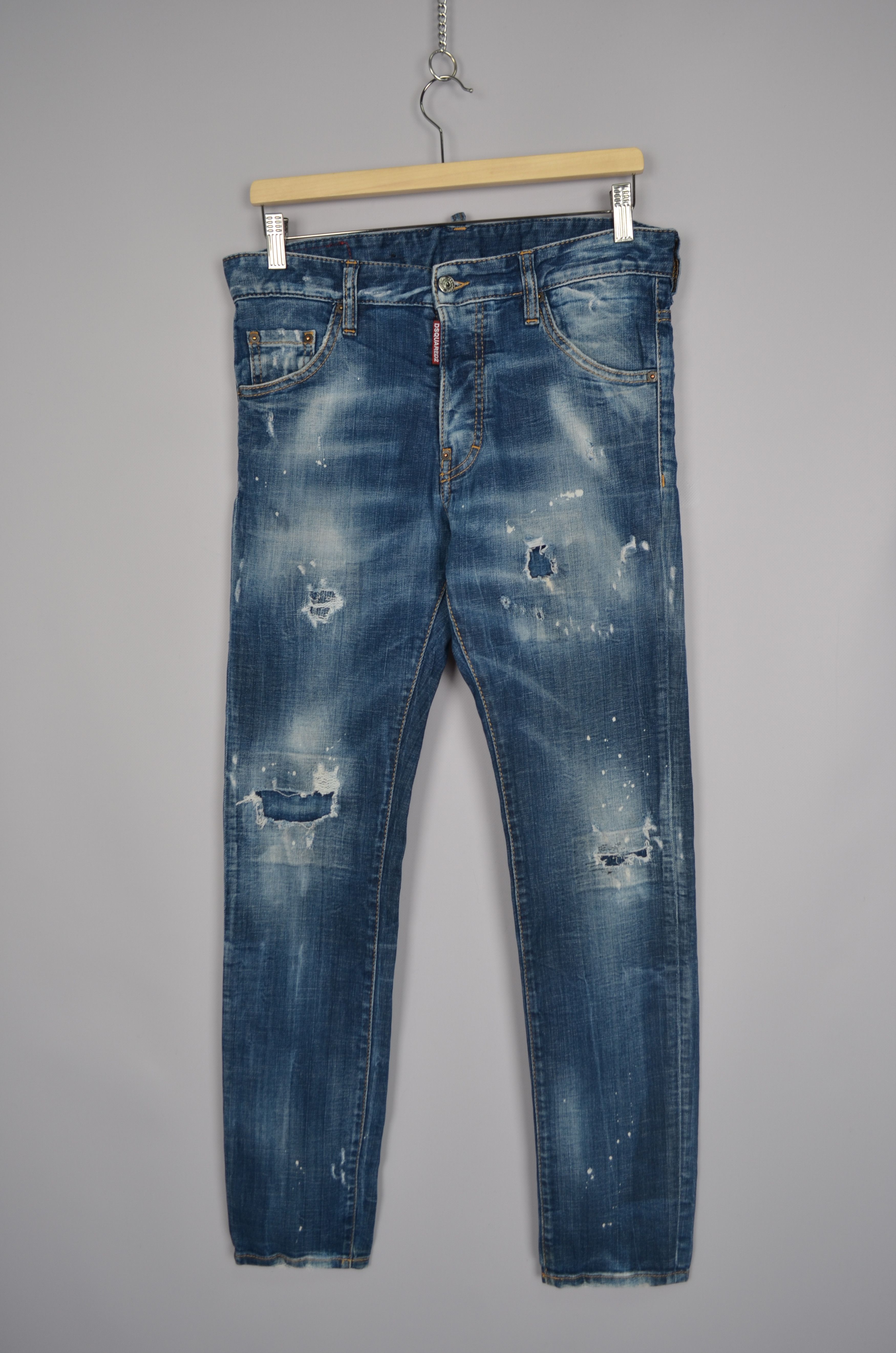 Dsquared2 Dsquared2 Cool Guy Blue Painted Distressed Slim Jeans W30 Size US 30 / EU 46 - 1 Thumbnail