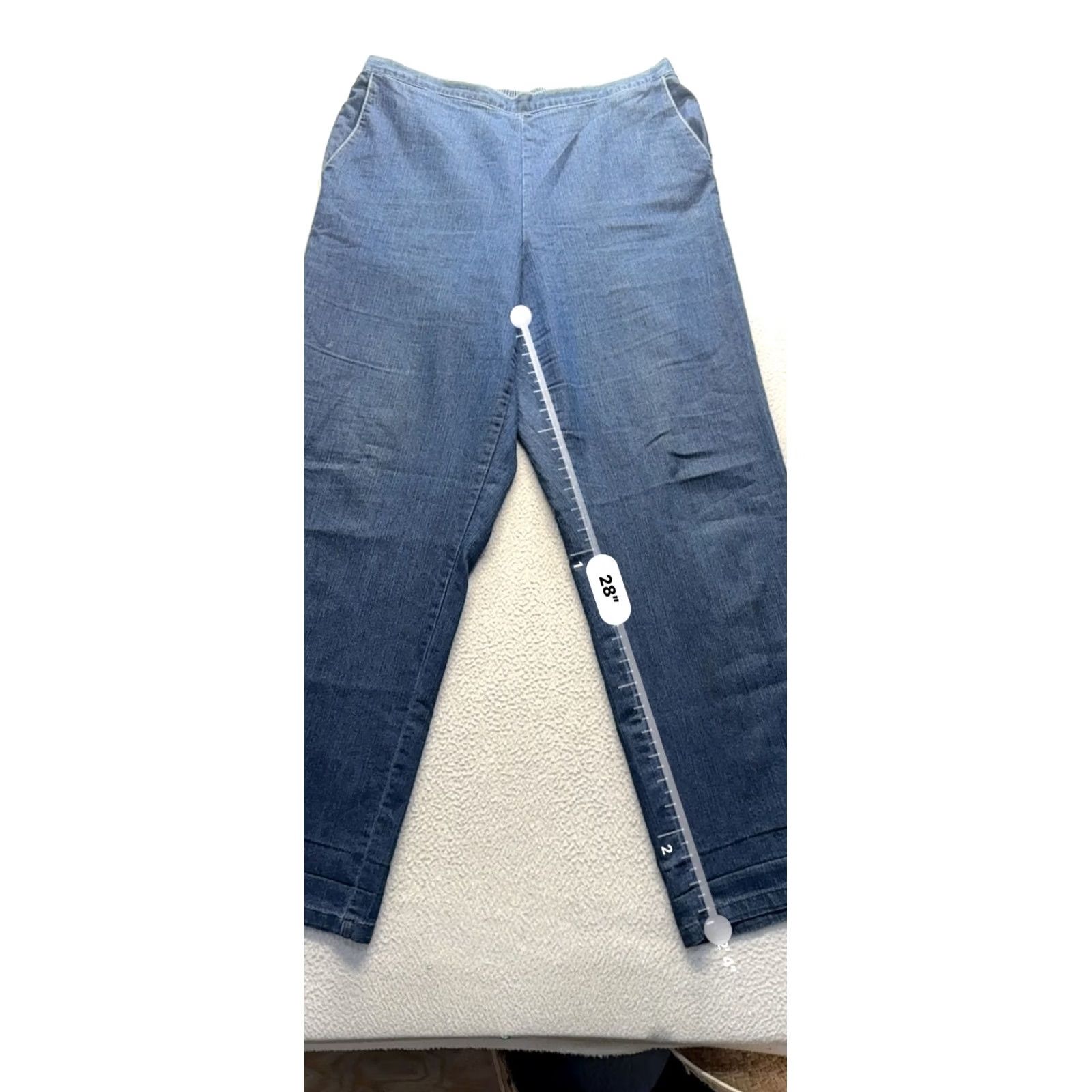 Vintage Alfred Dunner Denim Pants Wide Leg Pull-On Cotton Blend 14 Womens Dress Pants Blue Denim Vintage No (adjusted) Size 36" / US 14 / IT 50 - 6 Thumbnail