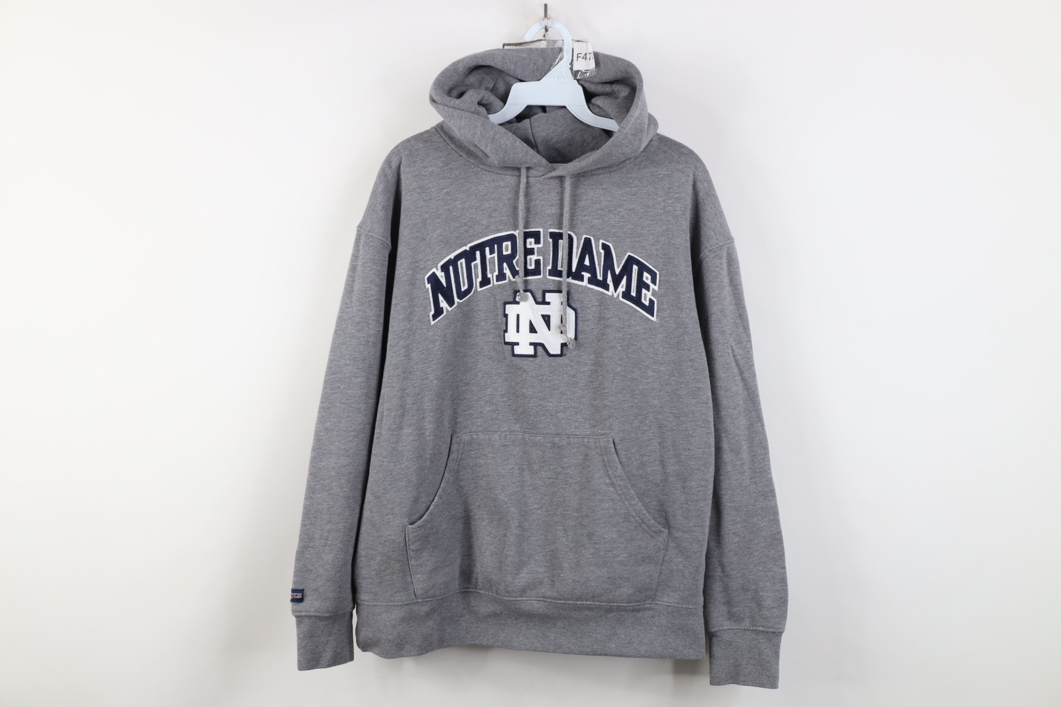 Vintage Vintage 90s Notre Dame University Hoodie Sweatshirt Gray Size US L / EU 52-54 / 3 - 1 Thumbnail