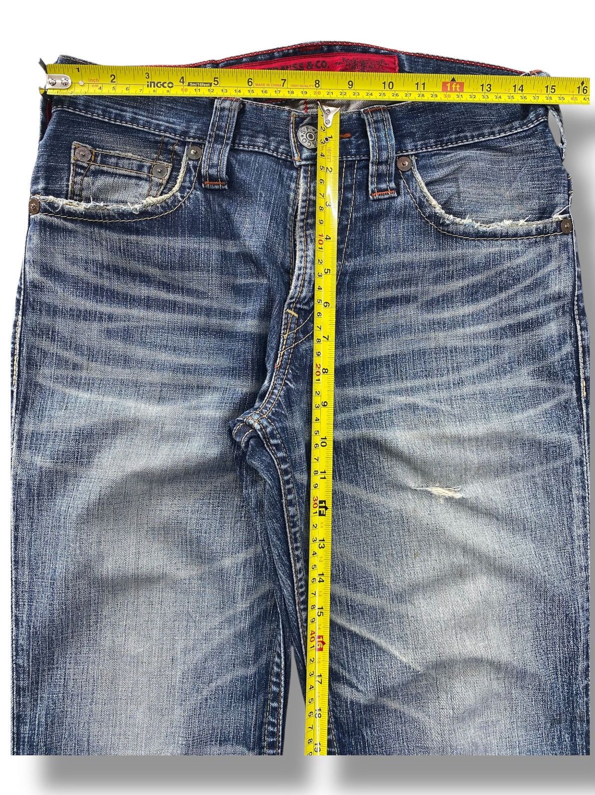 Levi's Levi’s Faded Blue Wash Whiskered Straight Leg Jeans Size US 30 / EU 46 - 6 Thumbnail