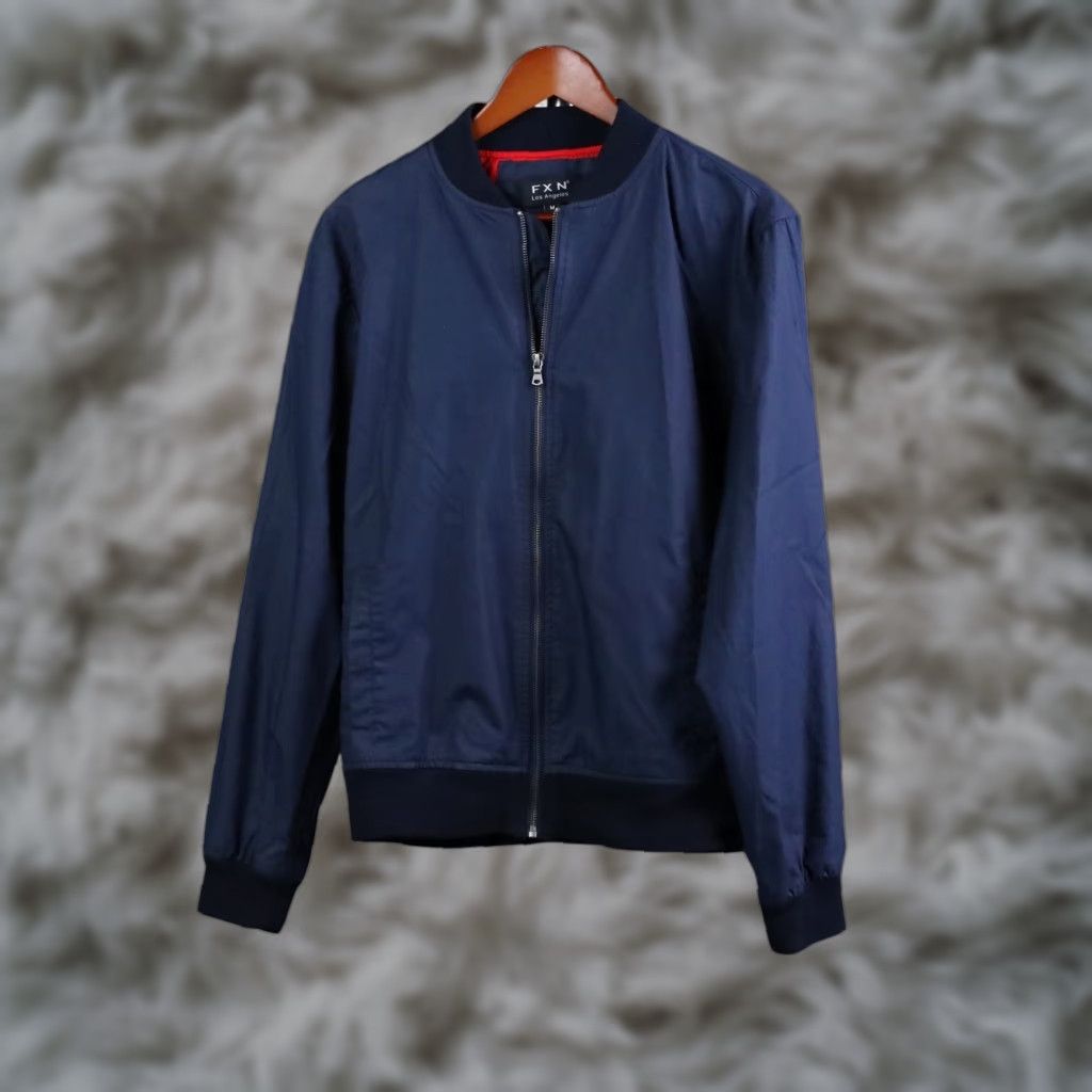 Vintage FXN Los Angeles Bomber Jacket Mens M Navy Full Zip Lightweight Casual Streetwear Size US M / EU 48-50 / 2 - 1 Thumbnail
