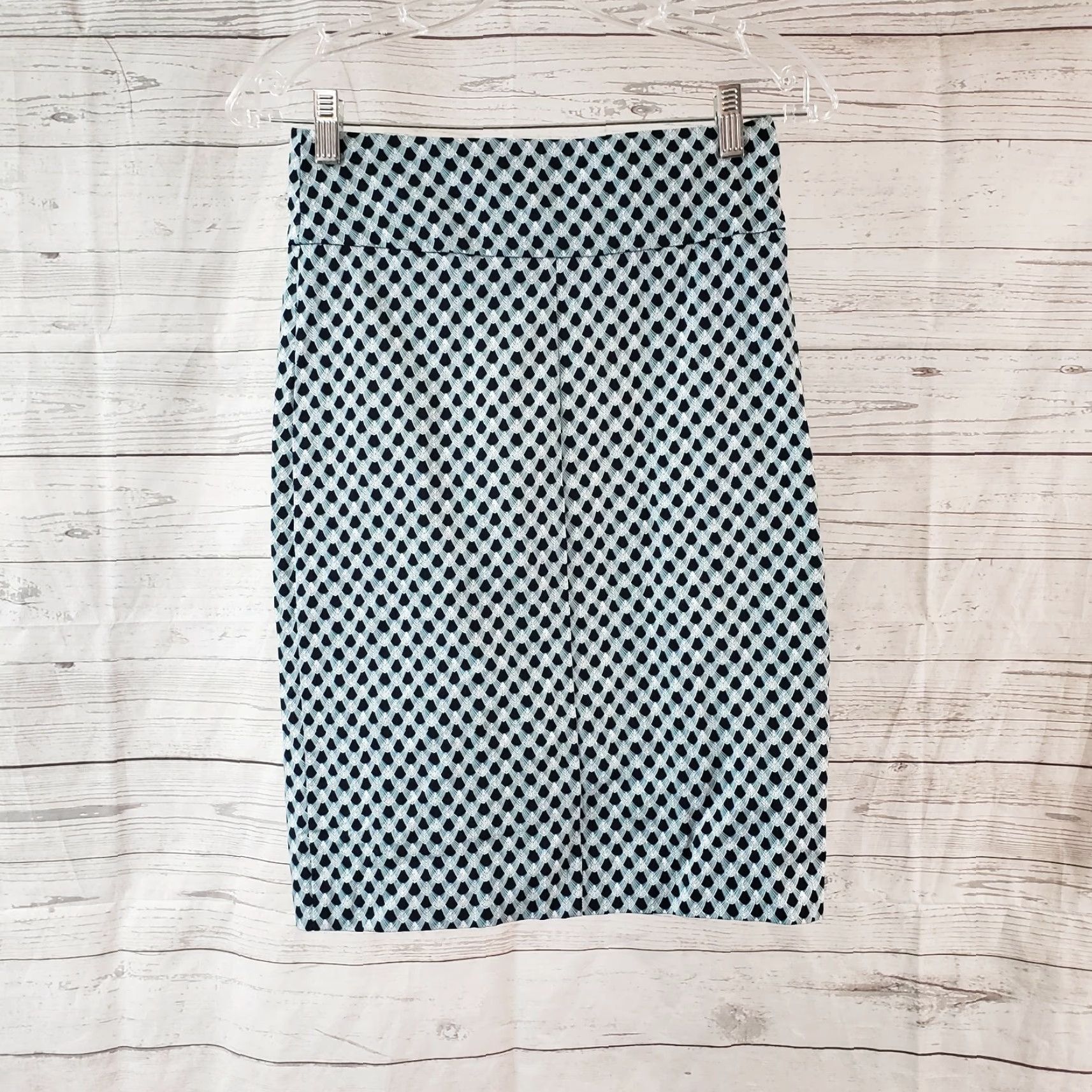 Vintage Margaret M Womens Pencil Skirt XS Blue White Scale Print Pull On Rayon Blend Skirt Knee Length Vintage No Size 26" / US 2 / IT 38 - 2 Thumbnail