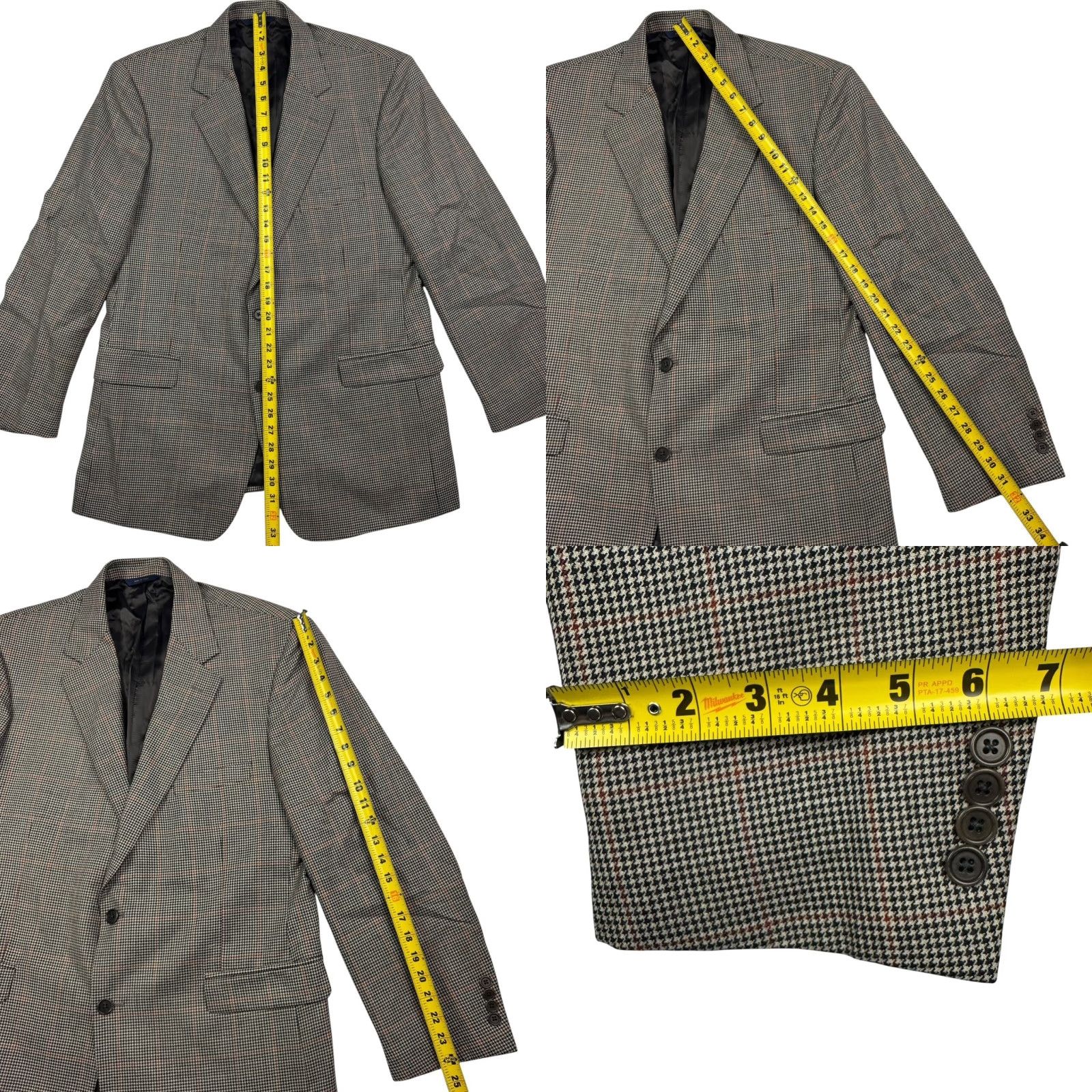 Brooks Brothers Brooks Brothers Blazer Men's 100% Wool Black Red Houndstooth Plaid Italy 43R 2-Button Front Notch Lapel Regular Vintage No N/A Size 46R - 8 Thumbnail