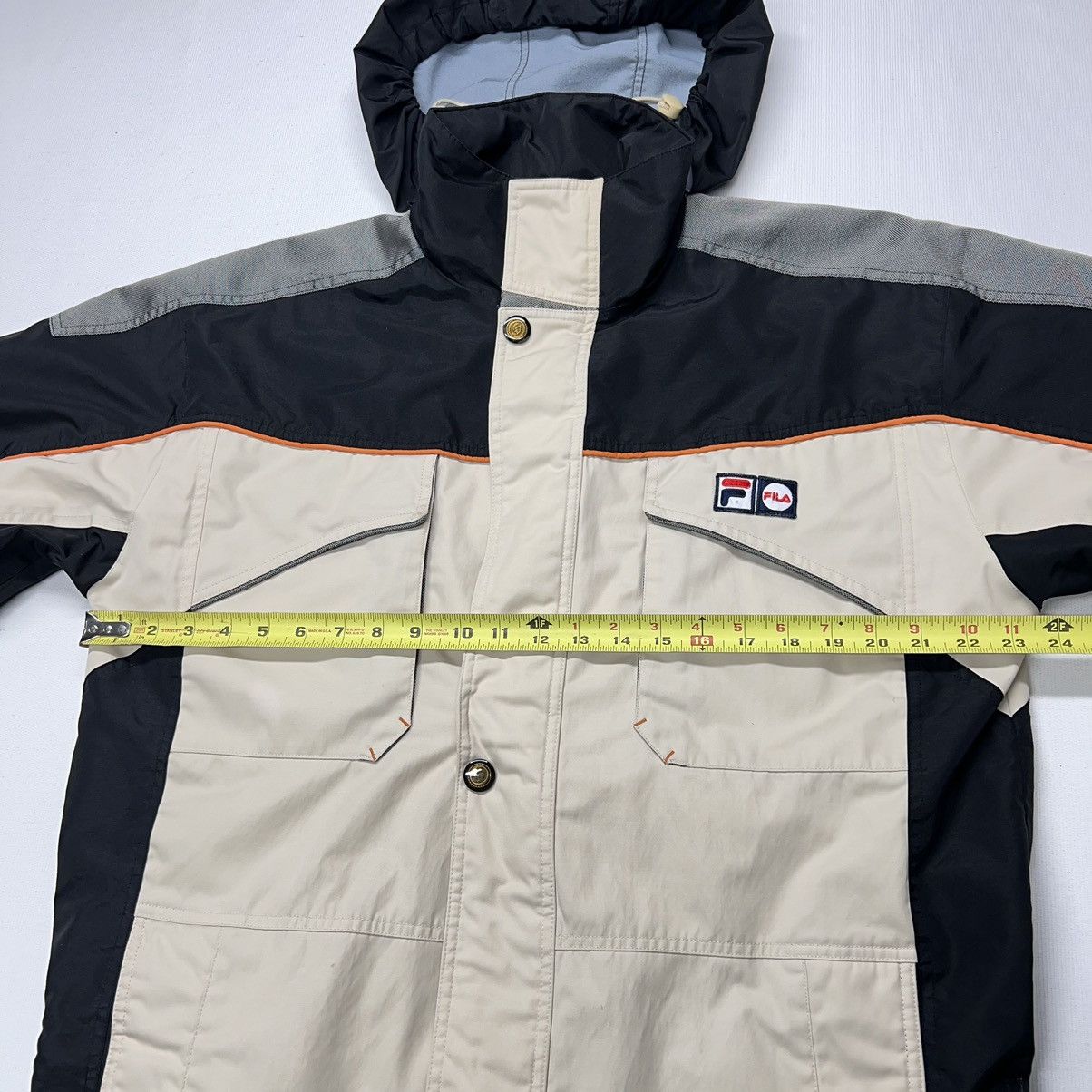 Fila × Vintage VTG Fila Jacket Beige Full Zip Pocket Hooded Coat Retro Size US XL / EU 56 / 4 - 23 Thumbnail