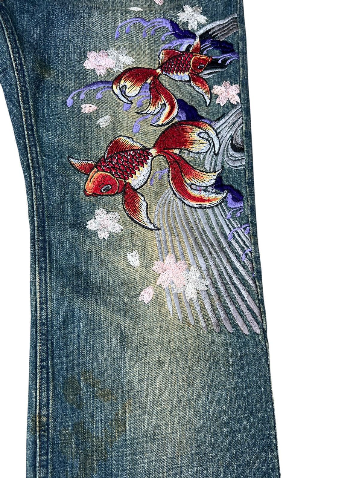 Vintage Japan Brand KARAKURI Generation Embroidery Flower Koi Fish Size US 32 / EU 48 - 10 Thumbnail