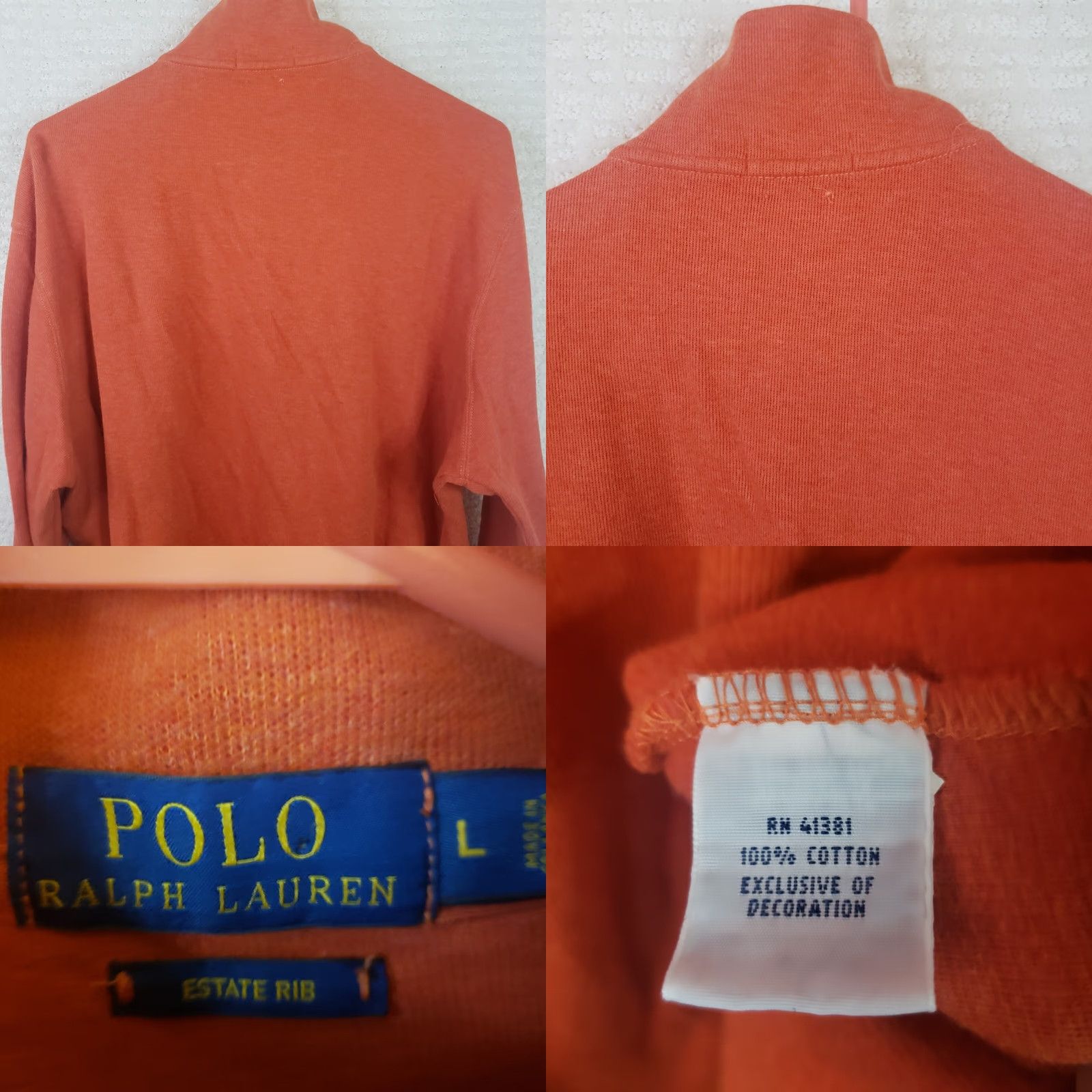 Polo Ralph Lauren Polo Ralph Lauren Pullover Shirt Mens L Orange Cotton 1/4 Zip Mock Neck Rib Knit Cuffs Logo Sweatshirt Jacket Size US L / EU 52-54 / 3 - 8 Thumbnail