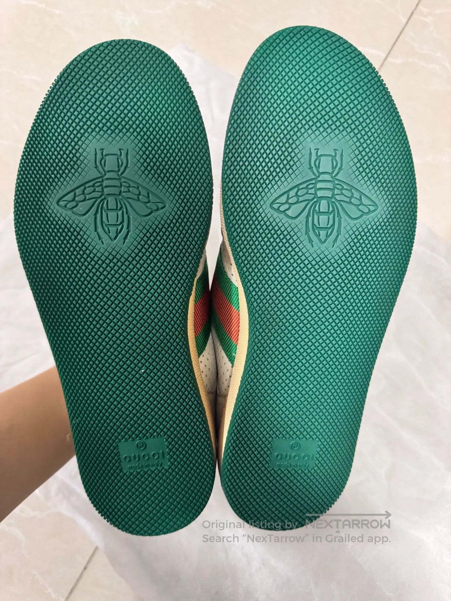 Gucci Gucci Cream Green Distressed Leather Sneakers. Size US 5.5 / IT 35.5 - 6 Thumbnail