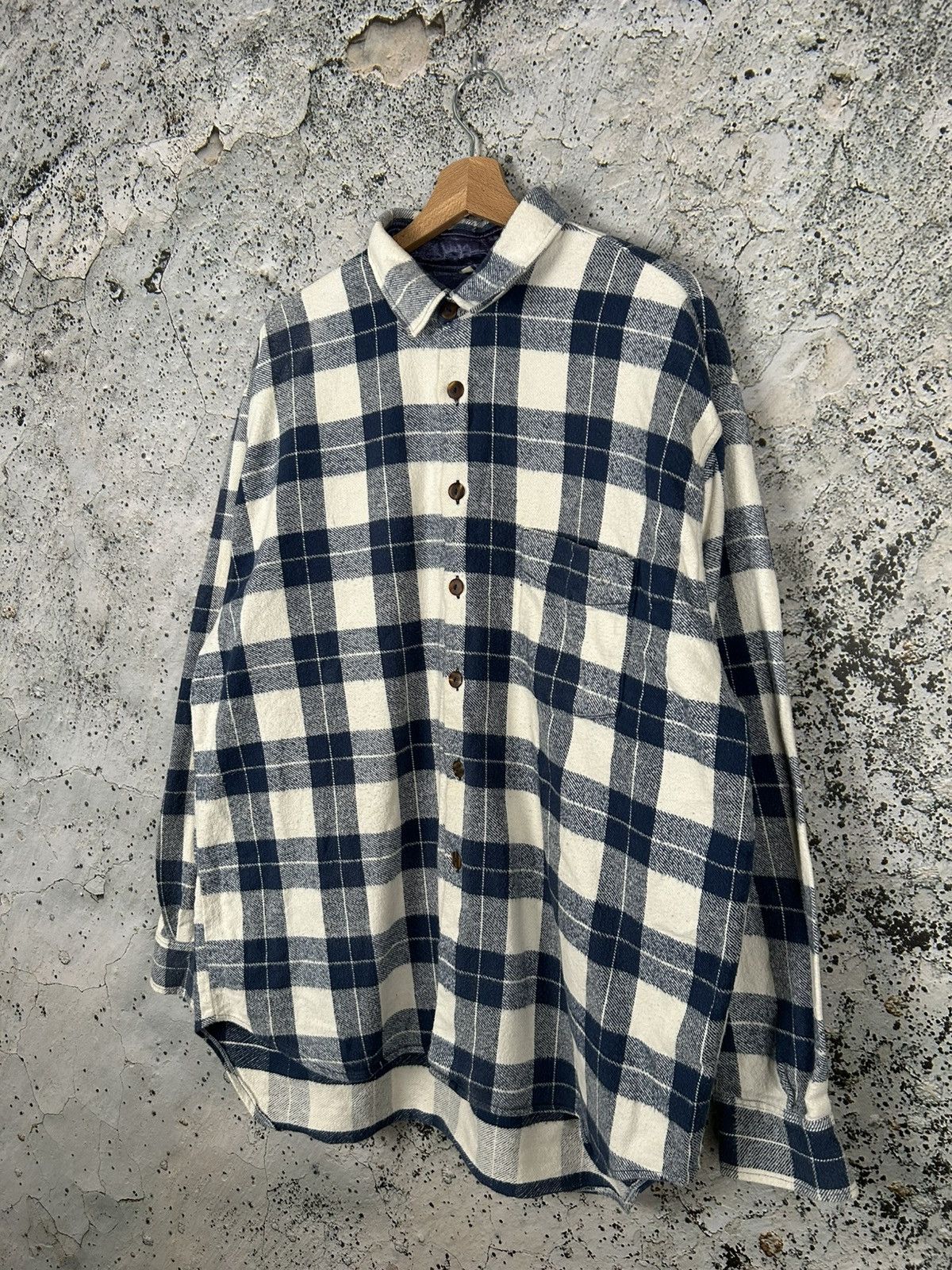 Flannel Vintage Flannel Shirt Blue White 90s Workwear Overshirt Size US XL / EU 56 / 4 - 2 Thumbnail
