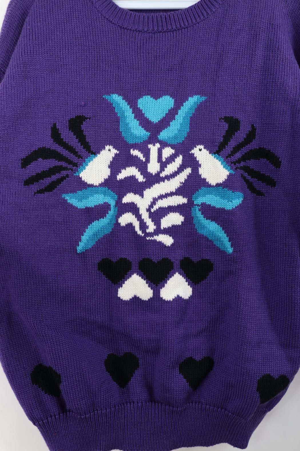 Vintage Vintage 90s Babydoll Fairy Kei Heart Bird Flower Sweater Size L / US 10 / IT 46 - 4 Thumbnail