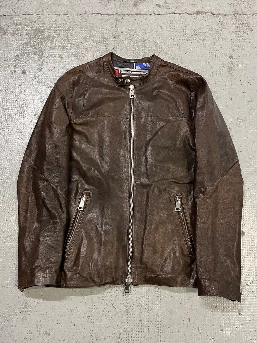 Daniele Alessandrini 2000s Daniele Alessandrini Biker Brown Leather Jacket Size US S / EU 44-46 / 1 - 1 Thumbnail