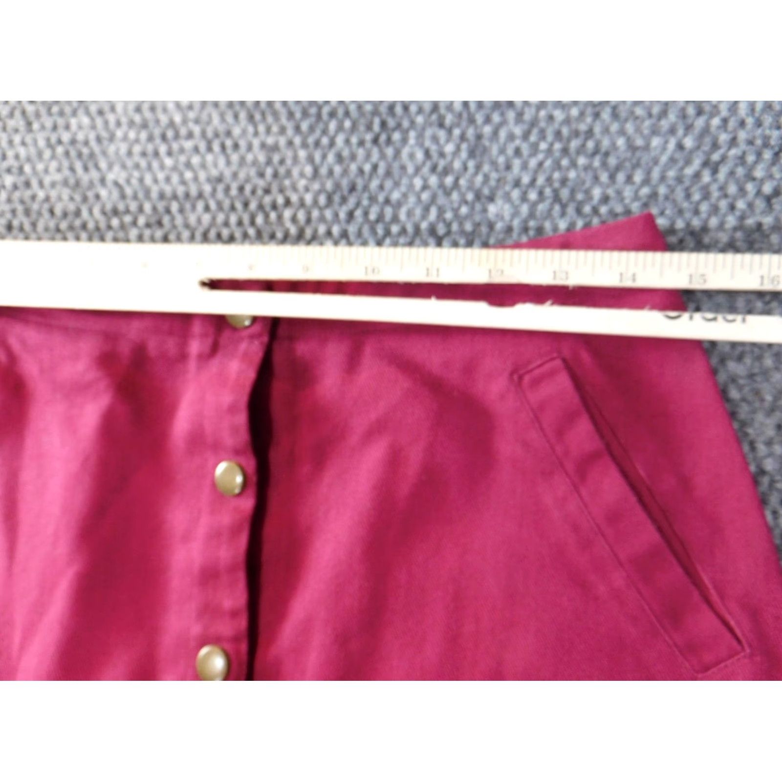 Vintage Harper Skirt A-Line Women Medium Red Knee Length Snap Casual Denim Cotton Modern Designer Size 32" / US 10 / IT 46 - 5 Thumbnail