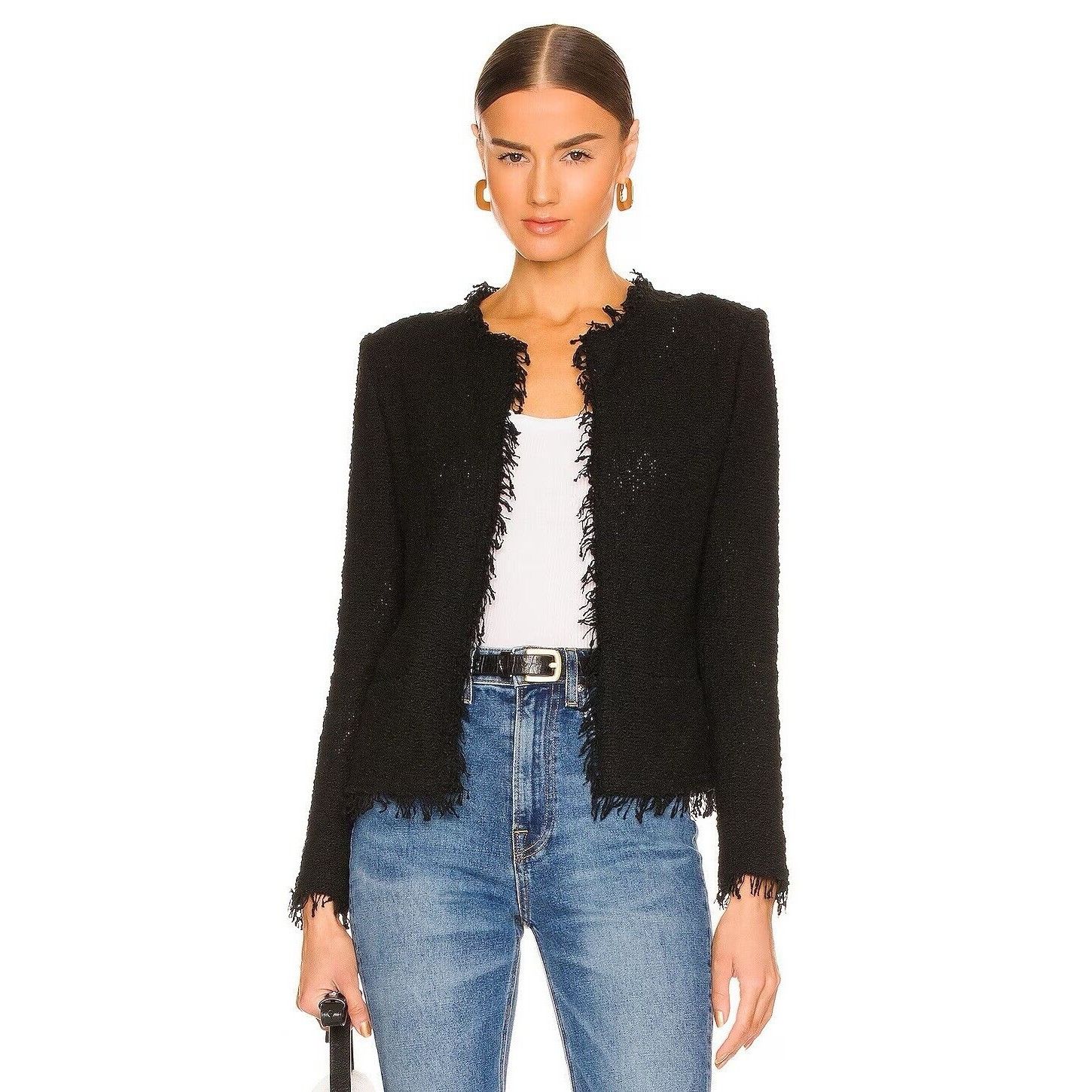 Iro Iro Paris Womens Shavani Jacket Classic Black Cotton Fringe Size XXS / US 00 / IT 34 - 1 Thumbnail