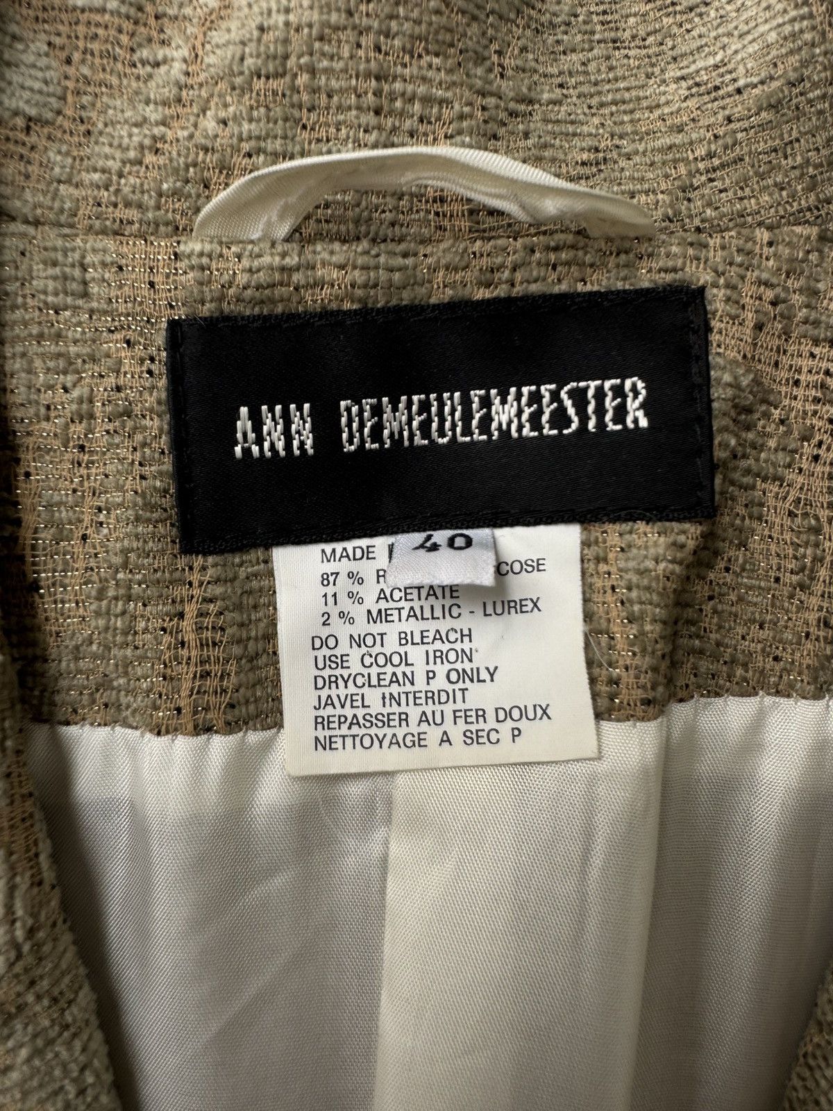 Ann Demeulemeester Ann Demeulemeester AW94 Brocade Lurex Gold Blazer Size S / US 4 / IT 40 - 9 Thumbnail