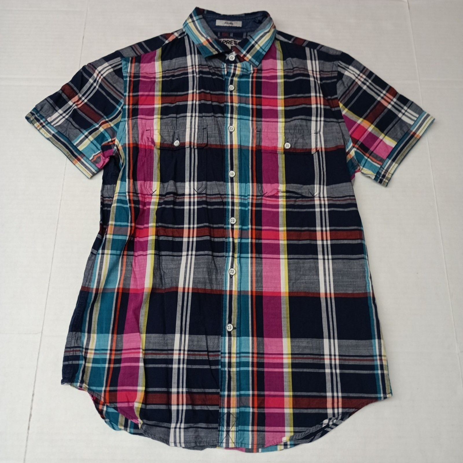 Express Express Shirt Men's S Multicolor Fitted Button Up Pockets Size US S / EU 44-46 / 1 - 1 Thumbnail