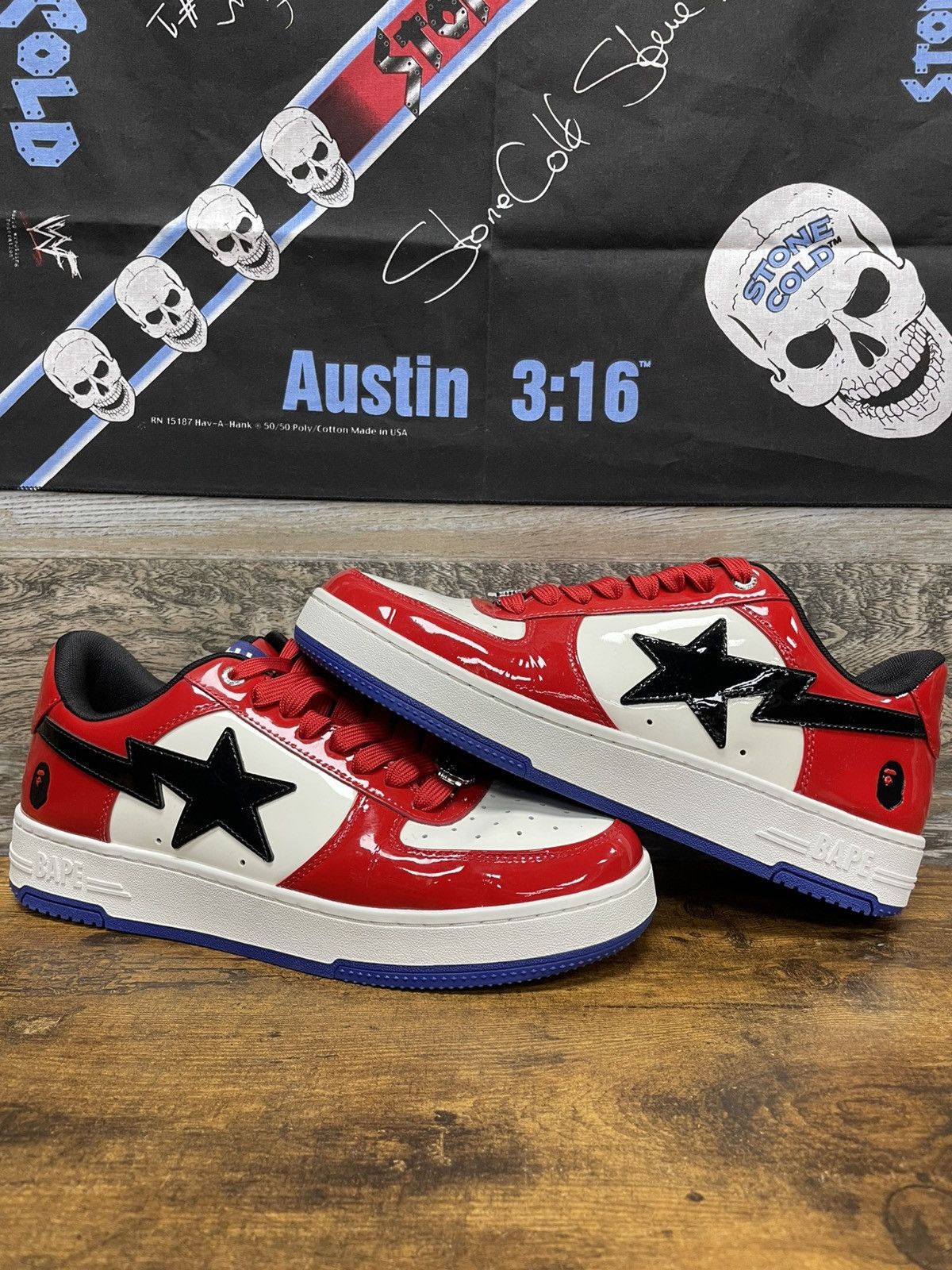 Bape 11-a bathing ape bapesta #1 red/white Size US 11 / EU 44 - 1 Thumbnail