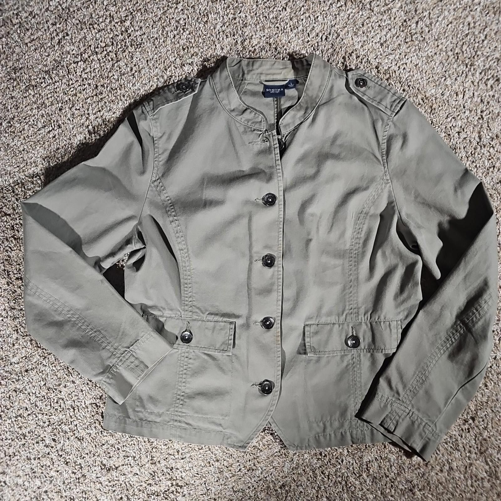 Sonoma Sonoma L Green Button Up Army Style Jacket Size L / US 10 / IT 46 - 1 Thumbnail