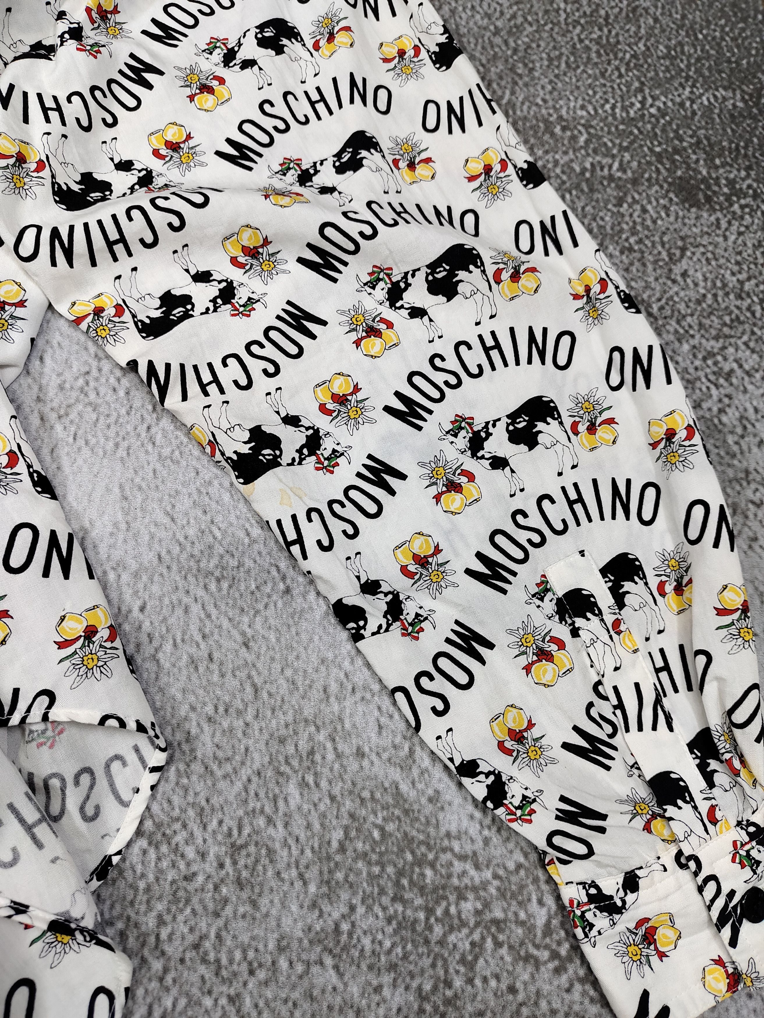 Moschino 90s Moschino- Rare AOP Typography Cow Farm Graphic Shirt Size L / US 10 / IT 46 - 6 Thumbnail