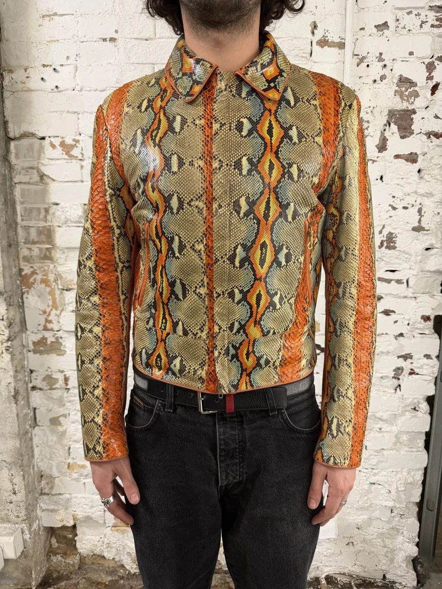 Roberto Cavalli SS2001 Roberto Cavalli Grey & Orange Python Leather Jacket Size US S / EU 44-46 / 1 - 4 Thumbnail