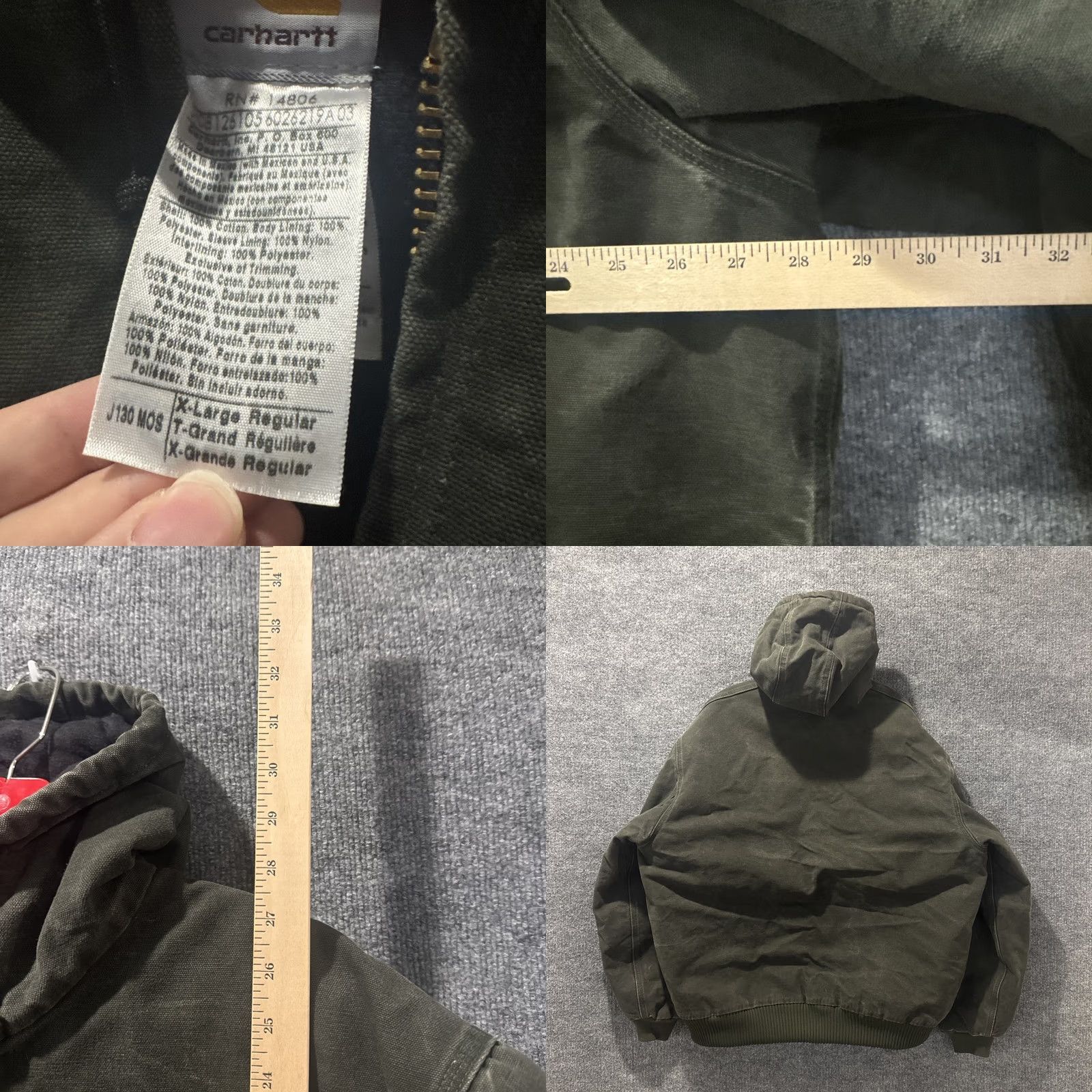 Carhartt VINTAGE Carhartt Quilted Hooded Active Jacket Green Moss J130 MOS Men’s XL Bomber Jacket Mens Green Quilted Hooded Active Jacket Size US XL / EU 56 / 4 - 8 Thumbnail