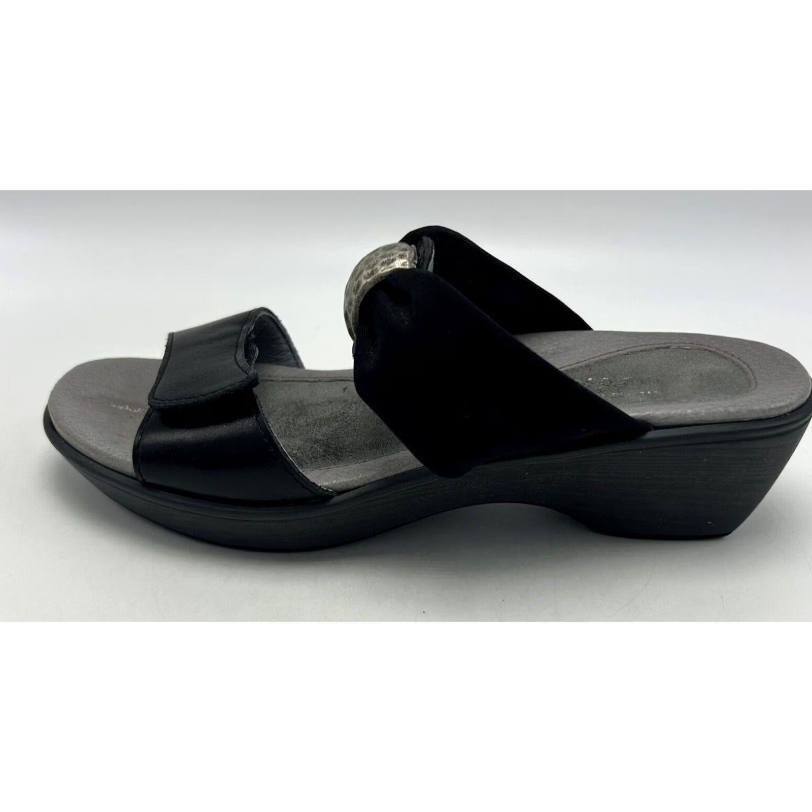 Vintage Naot Sandals Womens 5 Pinotage Wedge Black Leather 36 Adjustable 2" Read Size US 5.5 / IT 35.5 - 3 Thumbnail