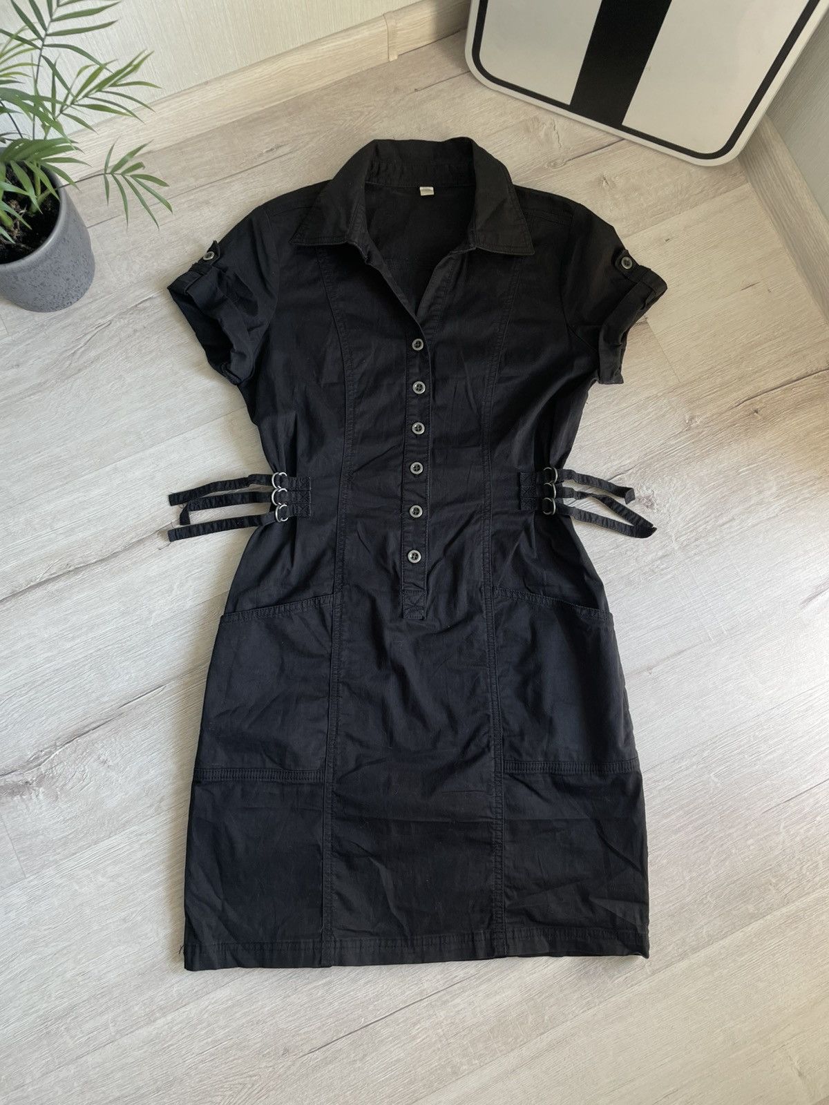 Seditionaries Vintage Y2k Abstract Mini Dress With Straps 2000s Cargo Punk Size M / US 6-8 / IT 42-44 - 4 Thumbnail