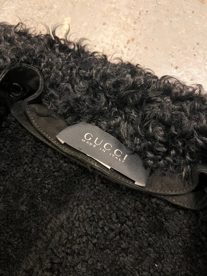 Gucci 2000s Gucci Black Shearling Leather Belted Trench Coat Size XS / US 0-2 / IT 36-38 - 10 Thumbnail
