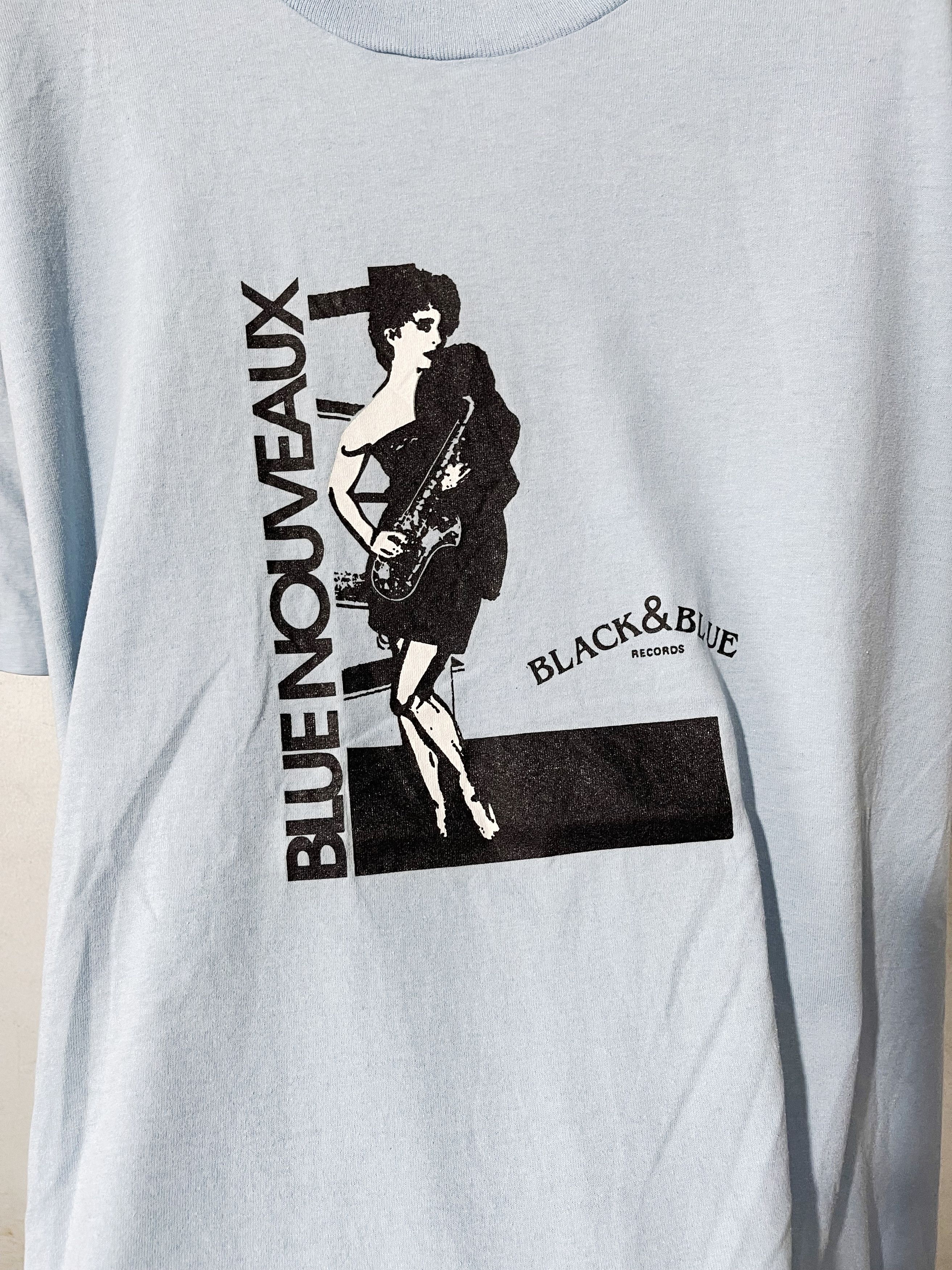 Band Tees × Vintage Vintage 80s Blue Nouveaux Shirt Size US XL / EU 56 / 4 - 2 Thumbnail