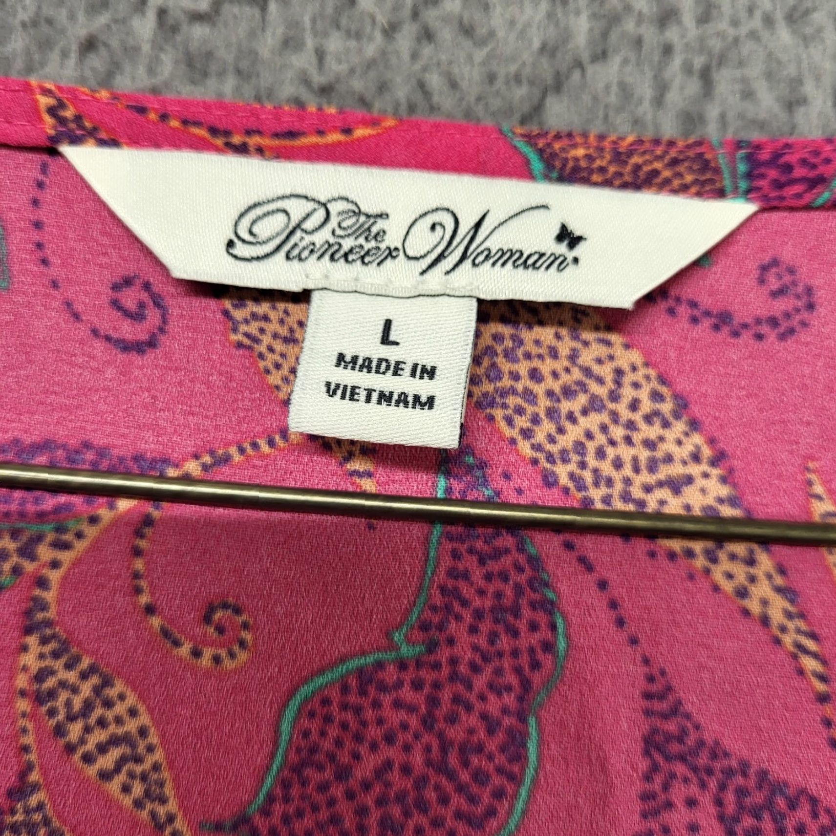 Pinko The Pioneer Woman Shirt Blouse Botanic Pink Sharkbite Hem 3/4 Sleeve Floral Multicolor L Size L / US 10 / IT 46 - 3 Thumbnail