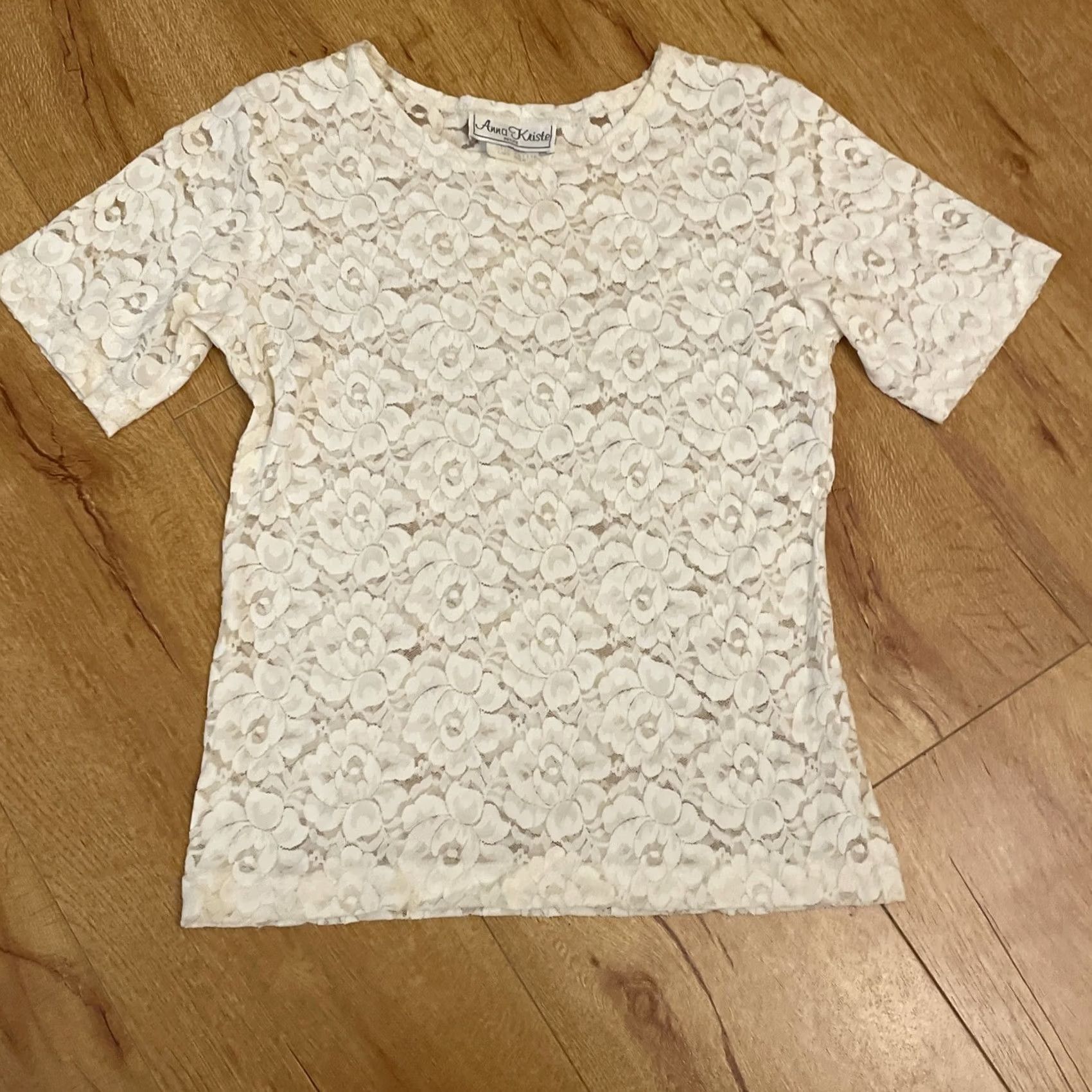 Vintage VINTAGE Anna Kriste Cropped Lace Top Sheer Ivory 90s Y2K Fairy Grunge Cottage Coquette P Womens M Size M / US 6-8 / IT 42-44 - 2 Thumbnail