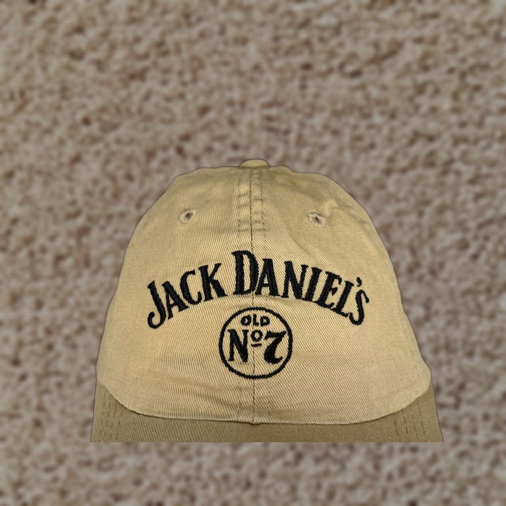 Vintage Jack Daniel's No7 Hat Adult One Size Beige Embroidered Cotton Strap Back Cap Size ONE SIZE - 1 Thumbnail