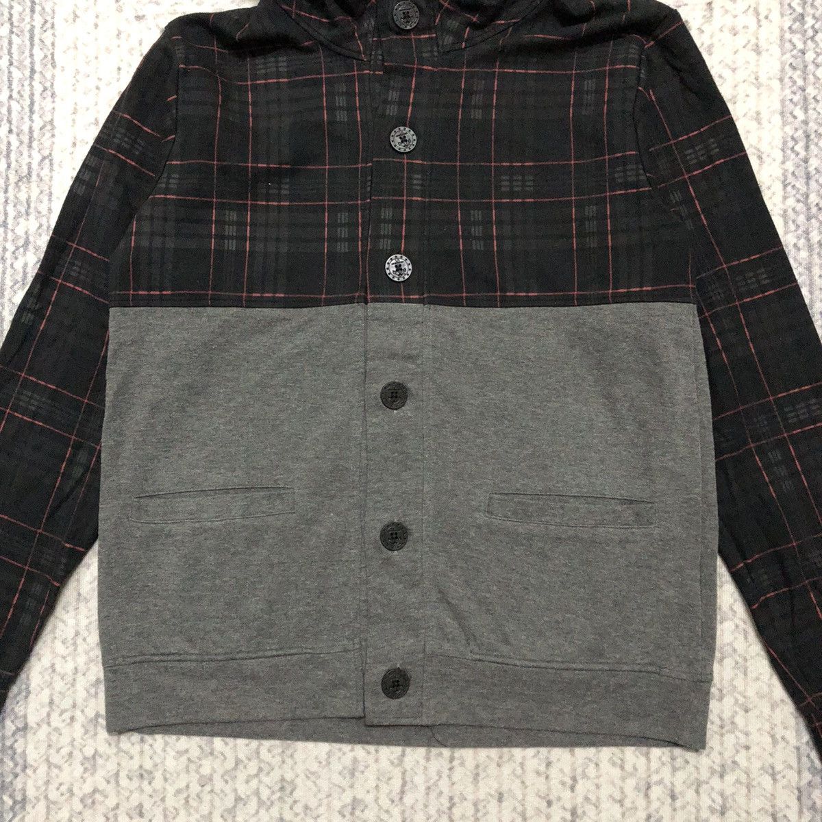 Japanese Brand × semanticdesign Rare Semantic Design Punk Plaid/Grey Button Up Hoodie Size US S / EU 44-46 / 1 - 2 Thumbnail