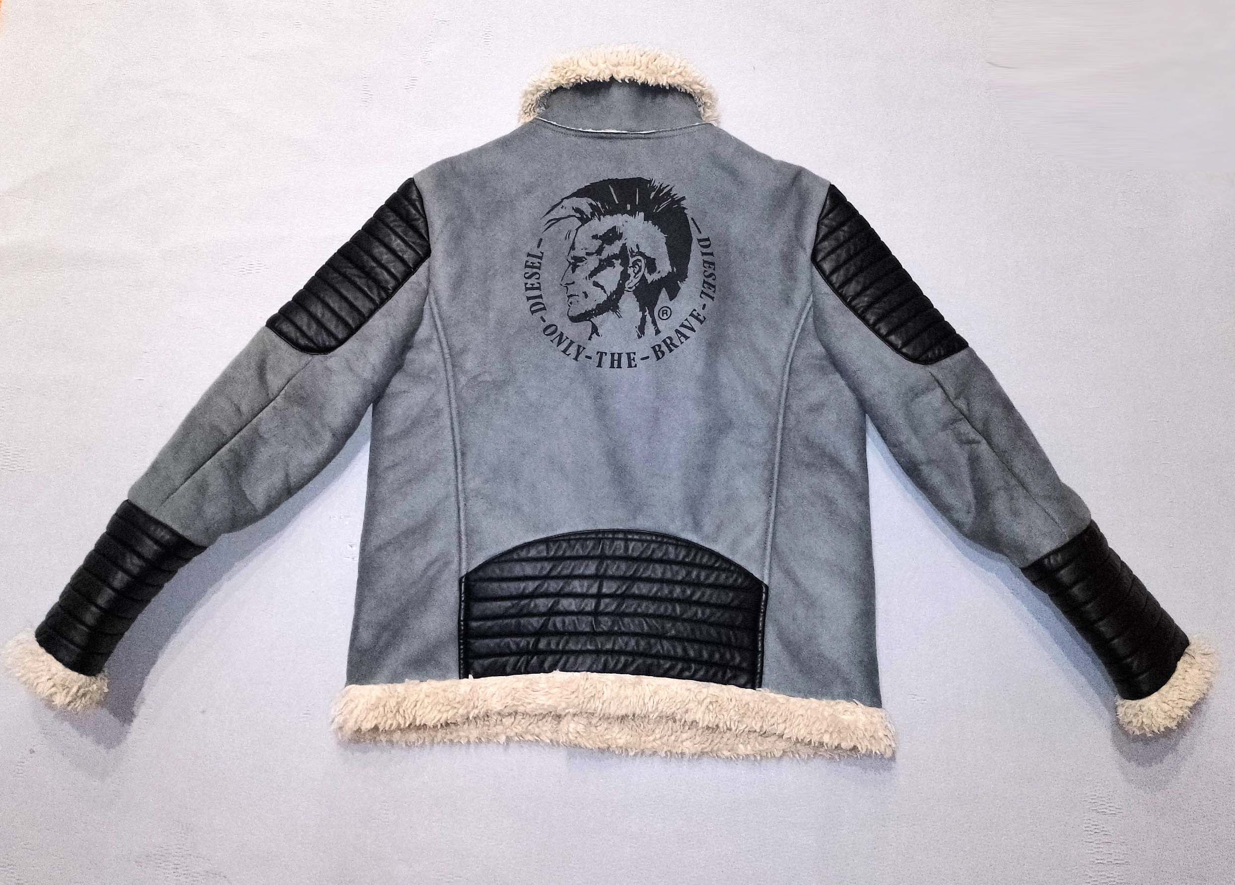 Diesel Diesel Faux Fur Jacket - Gray - Bold Indian Logo Size L / US 10 / IT 46 - 1 Thumbnail