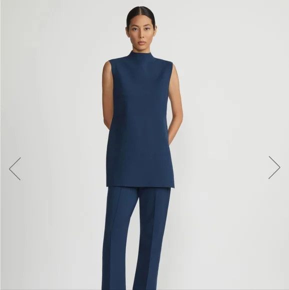 Lafayette 148 LAFAYETTE 148 Responsible Matte Crepe Mockneck Tunic-Lido Bl Size L / US 10 / IT 46 - 6 Thumbnail