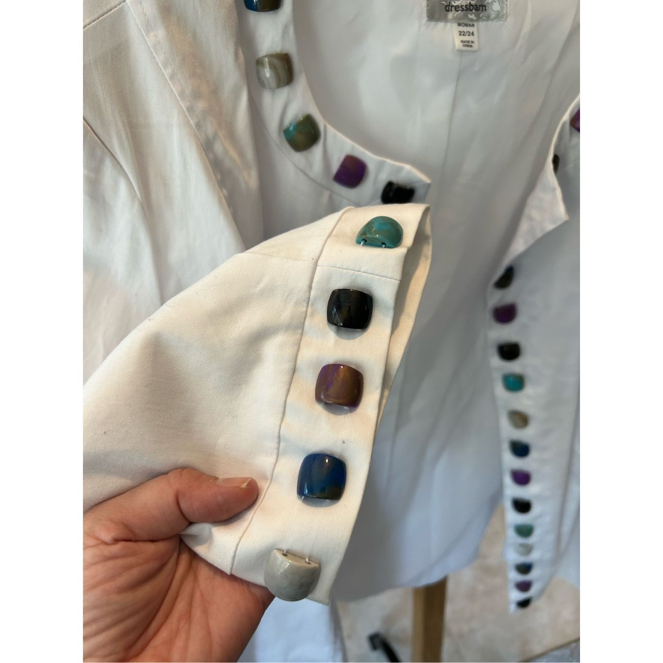 Other DRESSBARN Women’s PLUS SIZE Open Front 22/24 Beaded White Bl Size 3XL / US 20-22 - 3 Thumbnail